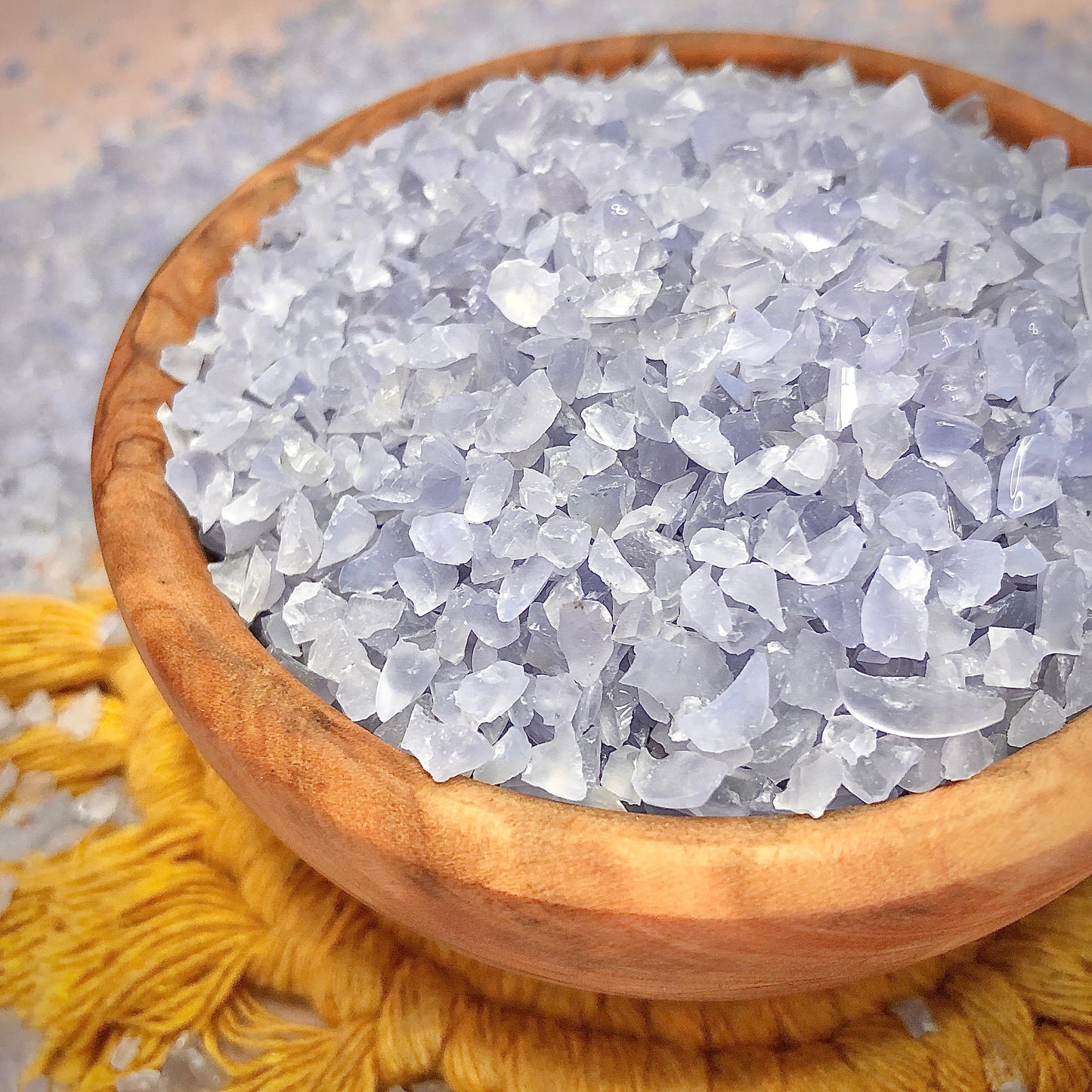Crushed Blue Chalcedony (Grade A+) from Namibia, Coarse Crush, Gravel Size (4mm - 2mm) for Metaphysical Projects, Resin Art, Ring Inlay or Jewelry