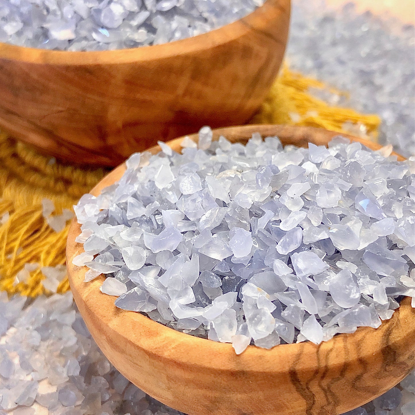 Crushed Blue Chalcedony (Grade A+) from Namibia, Coarse Crush, Gravel Size (4mm - 2mm) for Metaphysical Projects, Resin Art, Ring Inlay or Jewelry