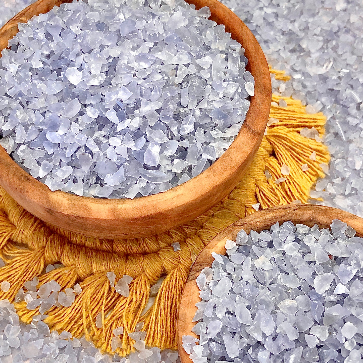 Crushed Blue Chalcedony (Grade A+) from Namibia, Coarse Crush, Gravel Size (4mm - 2mm) for Metaphysical Projects, Resin Art, Ring Inlay or Jewelry