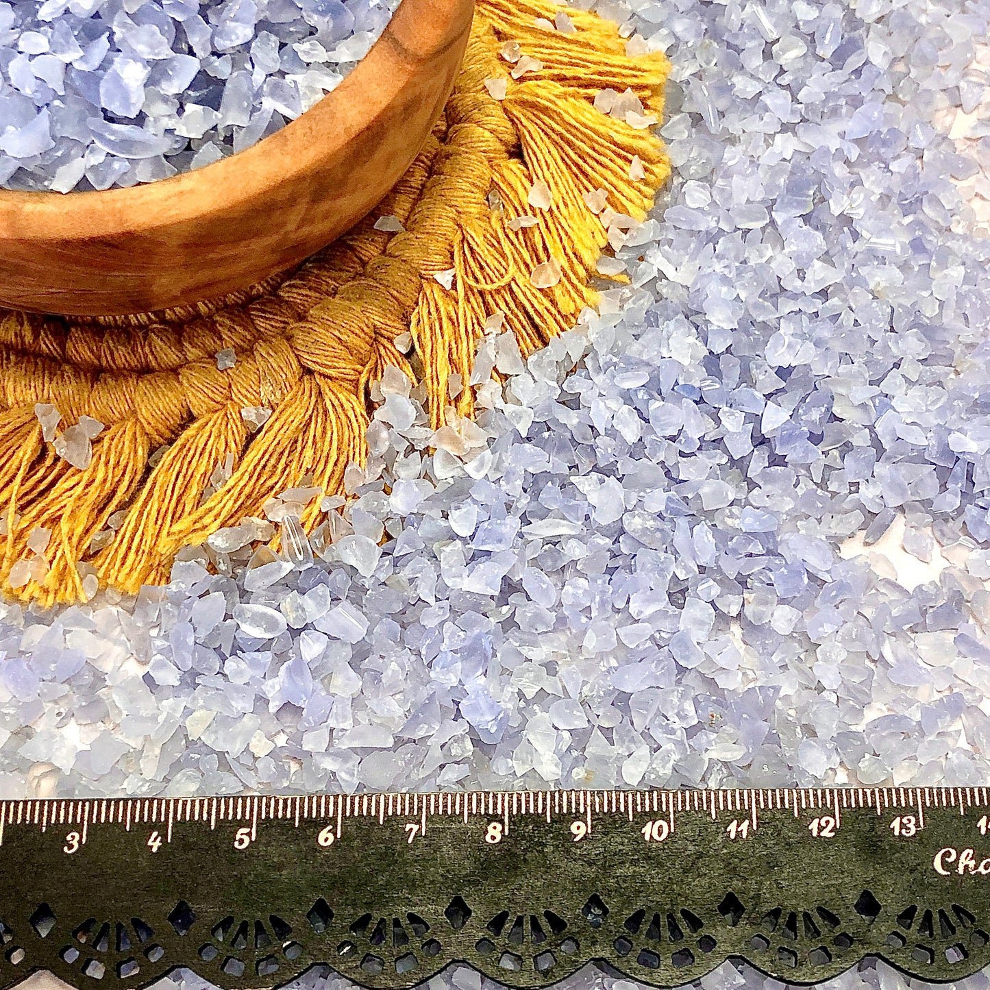 Crushed Blue Chalcedony (Grade A+) from Namibia, Coarse Crush, Gravel Size (4mm - 2mm) for Metaphysical Projects, Resin Art, Ring Inlay or Jewelry