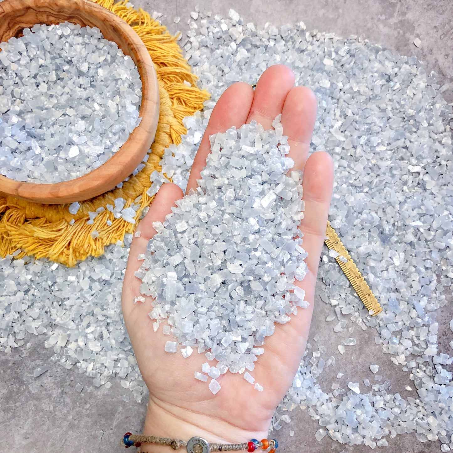 Crushed Blue Calcite from Mexico, Coarse Crush, Gravel Size, 4mm - 2mm for Stone Inlay, Orgone Pyramid, Mineral Art, or Resin Jewelry