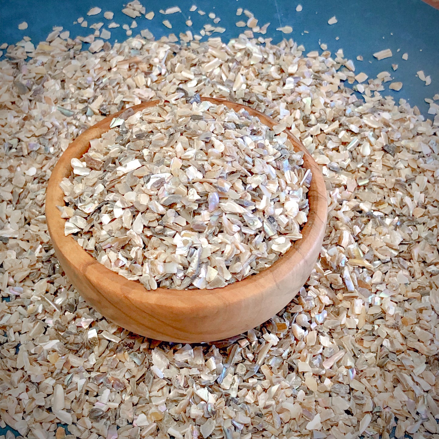 Crushed Flashy Silver-Cream Abalone from Mexico, Coarse Crush, Gravel Size, 4mm - 2mm