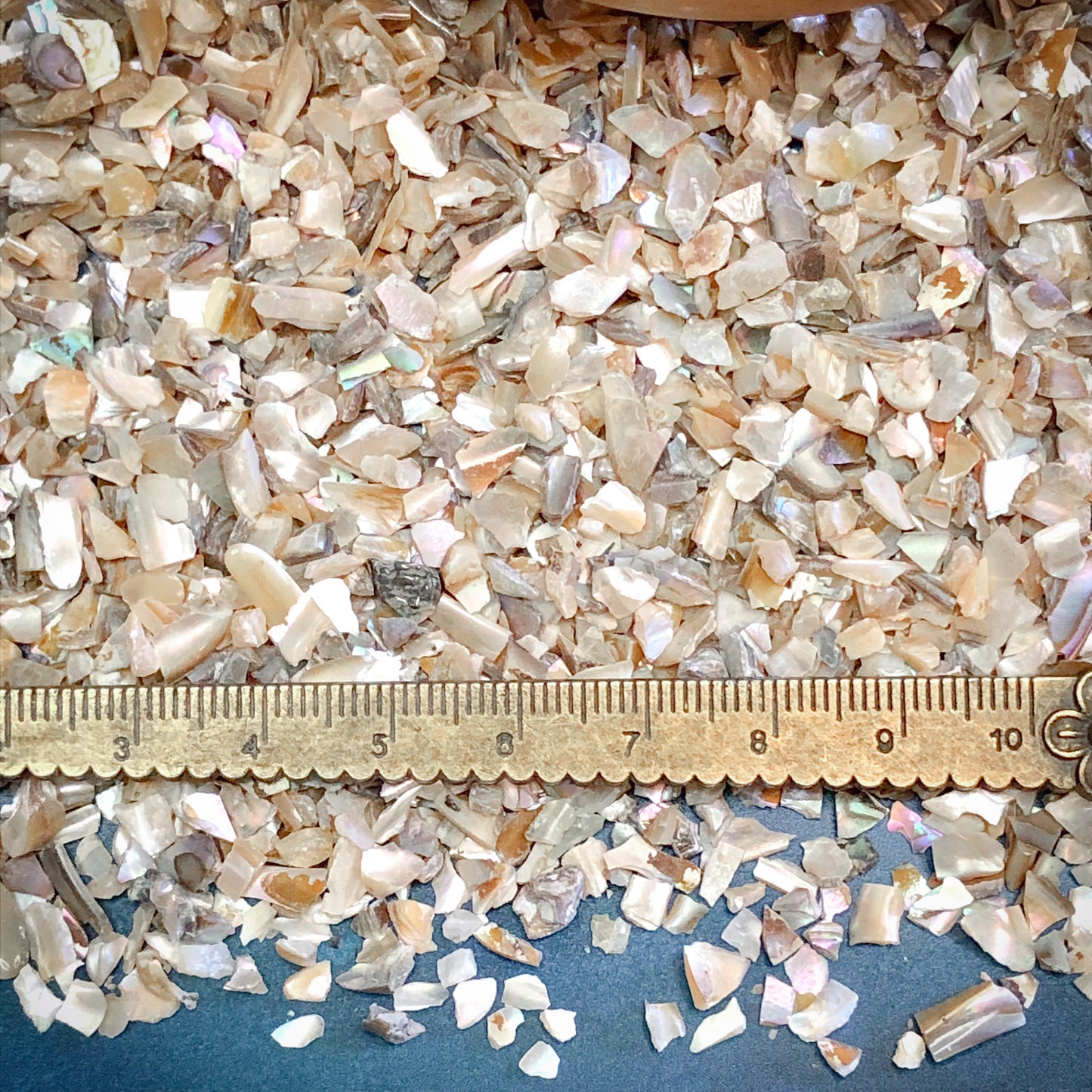 Crushed Flashy Silver-Cream Abalone from Mexico, Coarse Crush, Gravel Size, 4mm - 2mm