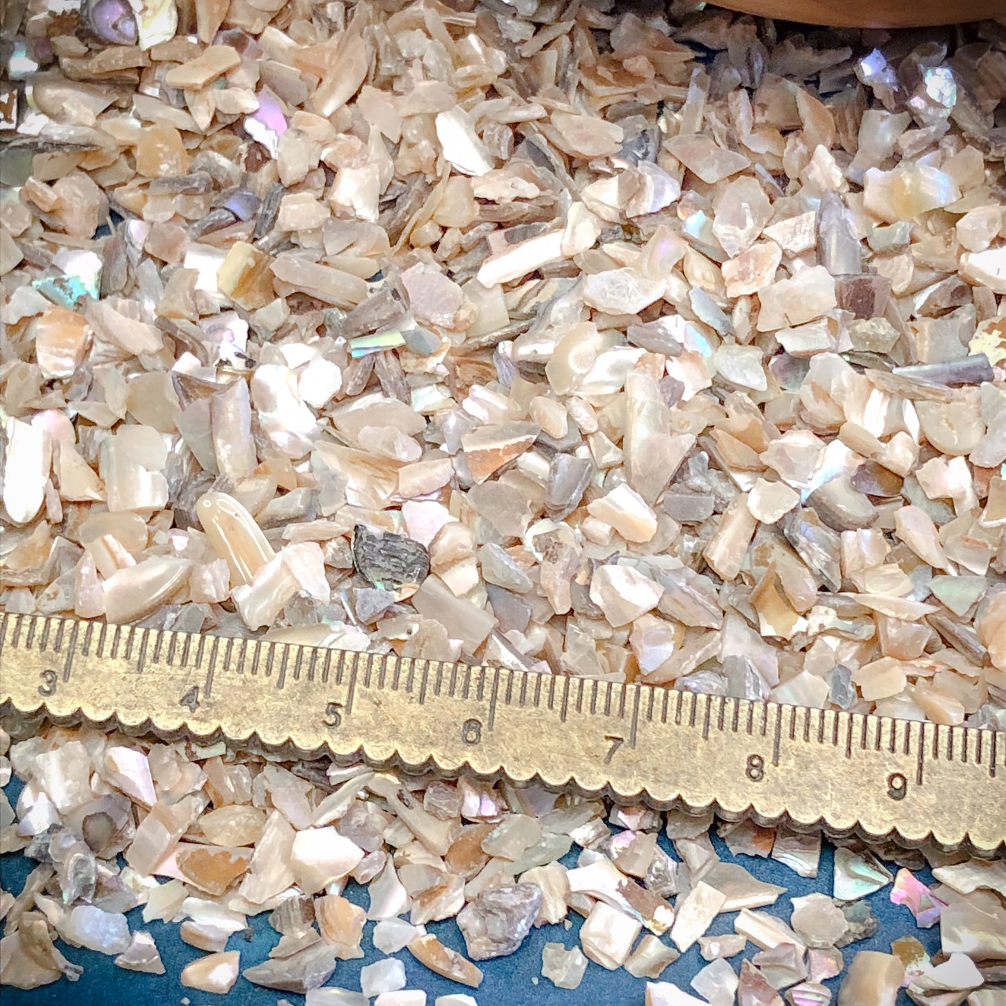 Crushed Flashy Silver-Cream Abalone from Mexico, Coarse Crush, Gravel Size, 4mm - 2mm