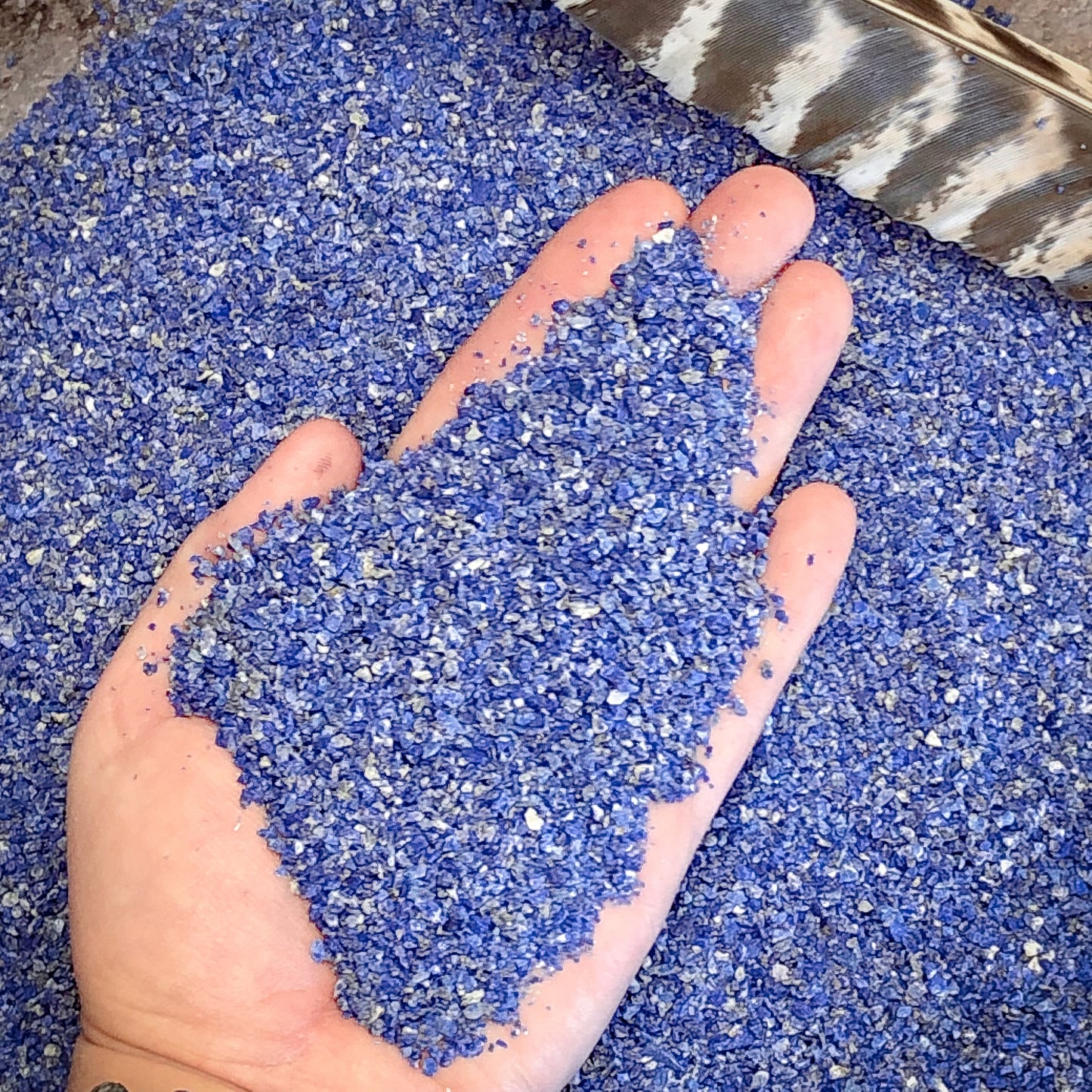Crushed Royal Blue Lapis Lazuli Sand (Grade AA) from Afghanistan, Medium Sand (0.25mm-2mm) for Ring Inlay, Resin Art, Memorial Jewelry