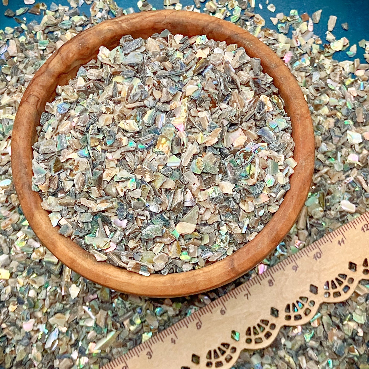 Crushed Iridescent Abalone (Paua) from the Gulf of Mexico, Coarse Crush, Gravel Size, 4mm - 2mm
