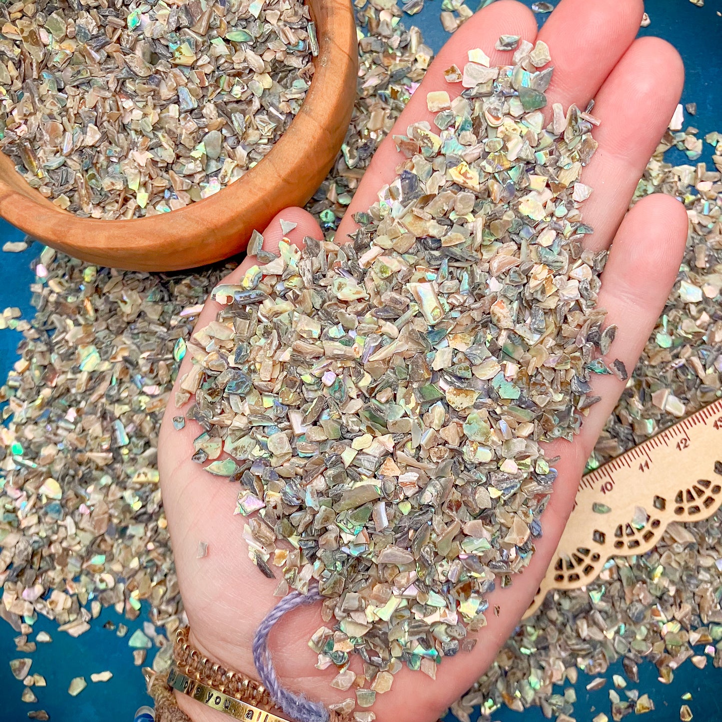 Crushed Iridescent Abalone (Paua) from the Gulf of Mexico, Coarse Crush, Gravel Size, 4mm - 2mm
