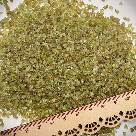 Crushed Mali Green Garnet Chips (Grandite), RARE, Small Batch, Pea-Sized Gravel (2mm-4mm) for Resin Art, Embellishments, Mosaics