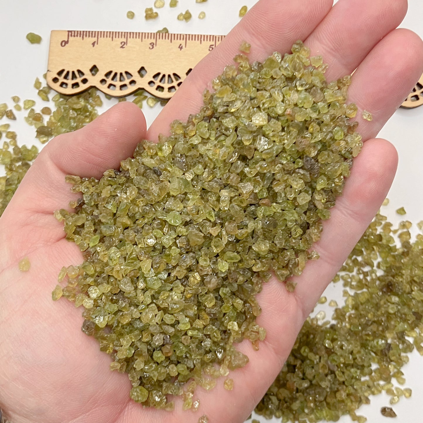 Crushed Mali Green Garnet Chips (Grandite), RARE, Small Batch, Coarse Crush (2mm-4mm) for Resin Art, Embellishments, Mosaics