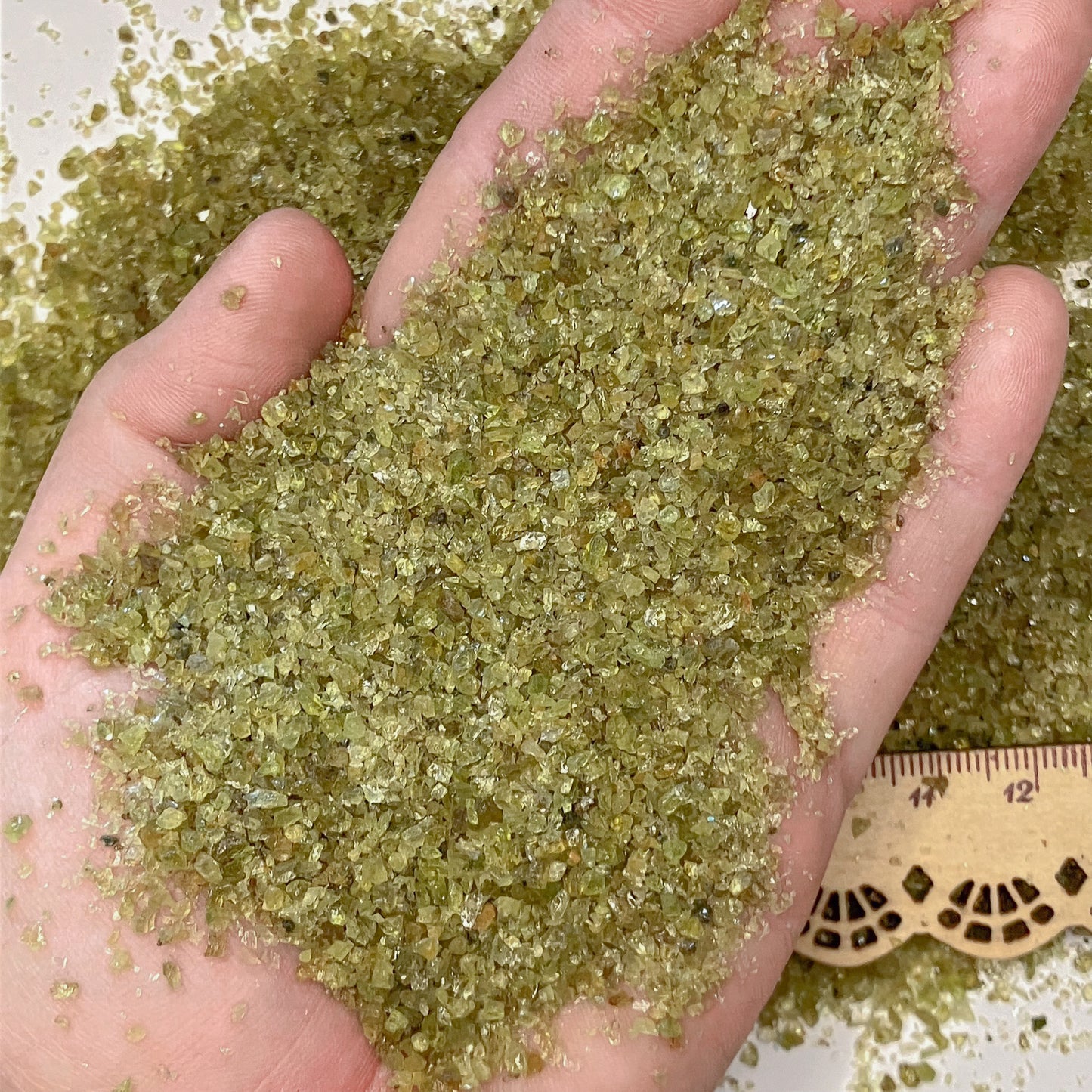 Crushed Mali Green Garnet Sand (Grandite), RARE, Small Batch, Medium Crush (0.25mm-2mm) for Ring Inlay, Resin Art, Memorial Jewelry