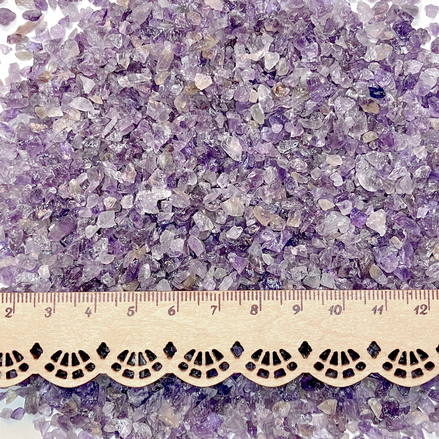 *CLOSEOUT* Crushed Purple Amethyst Chips with Minor Smoky Quartz from Brazil, 2 Ounces, Coarse Crush, Gravel Size (2mm-4mm)