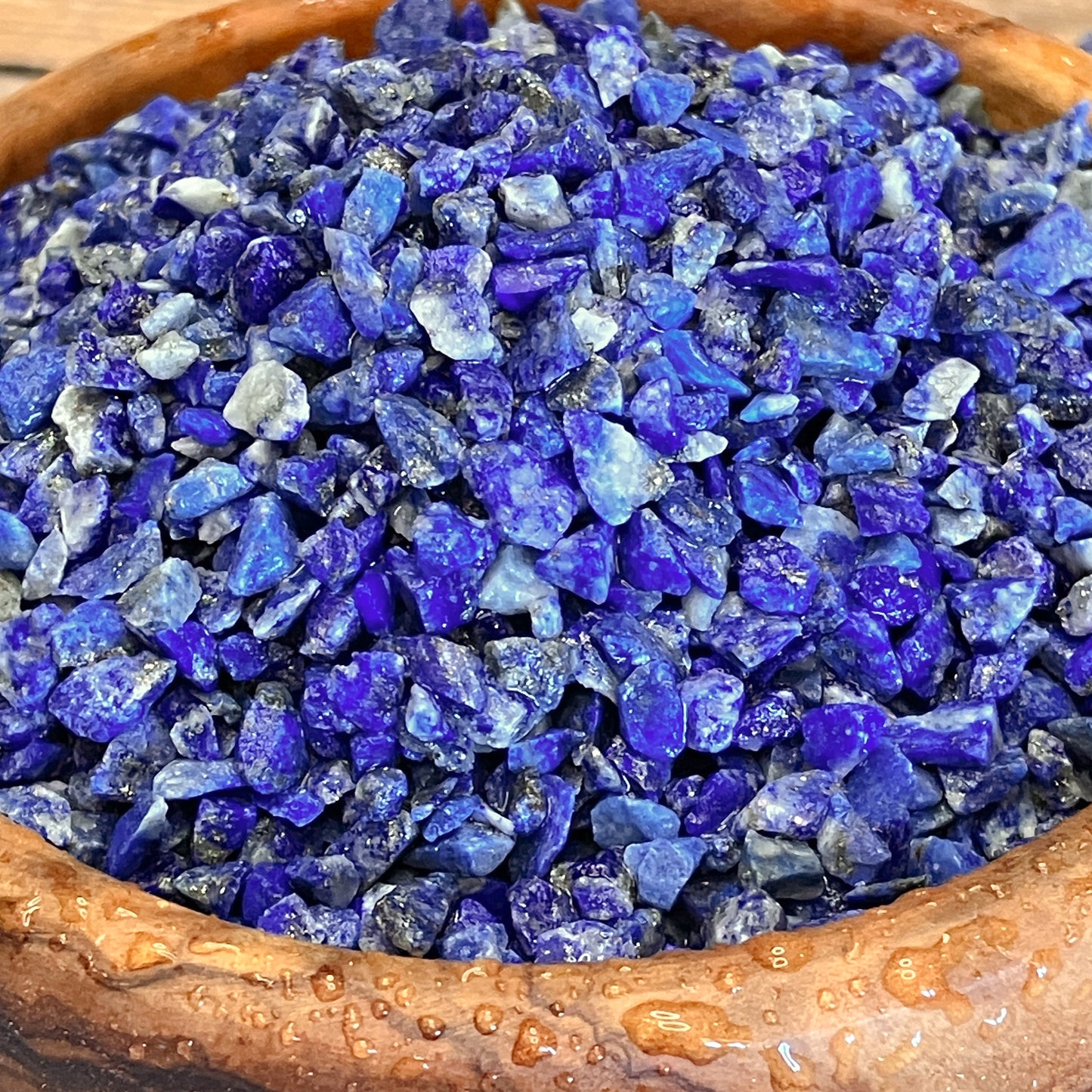 Crushed Lapis Lazuli Chips (Grade A) from Afghanistan, Coarse Crush (2mm-4mm) for Woodworking Inlay, Resin Art, Embellishments or Orgone Pyramids