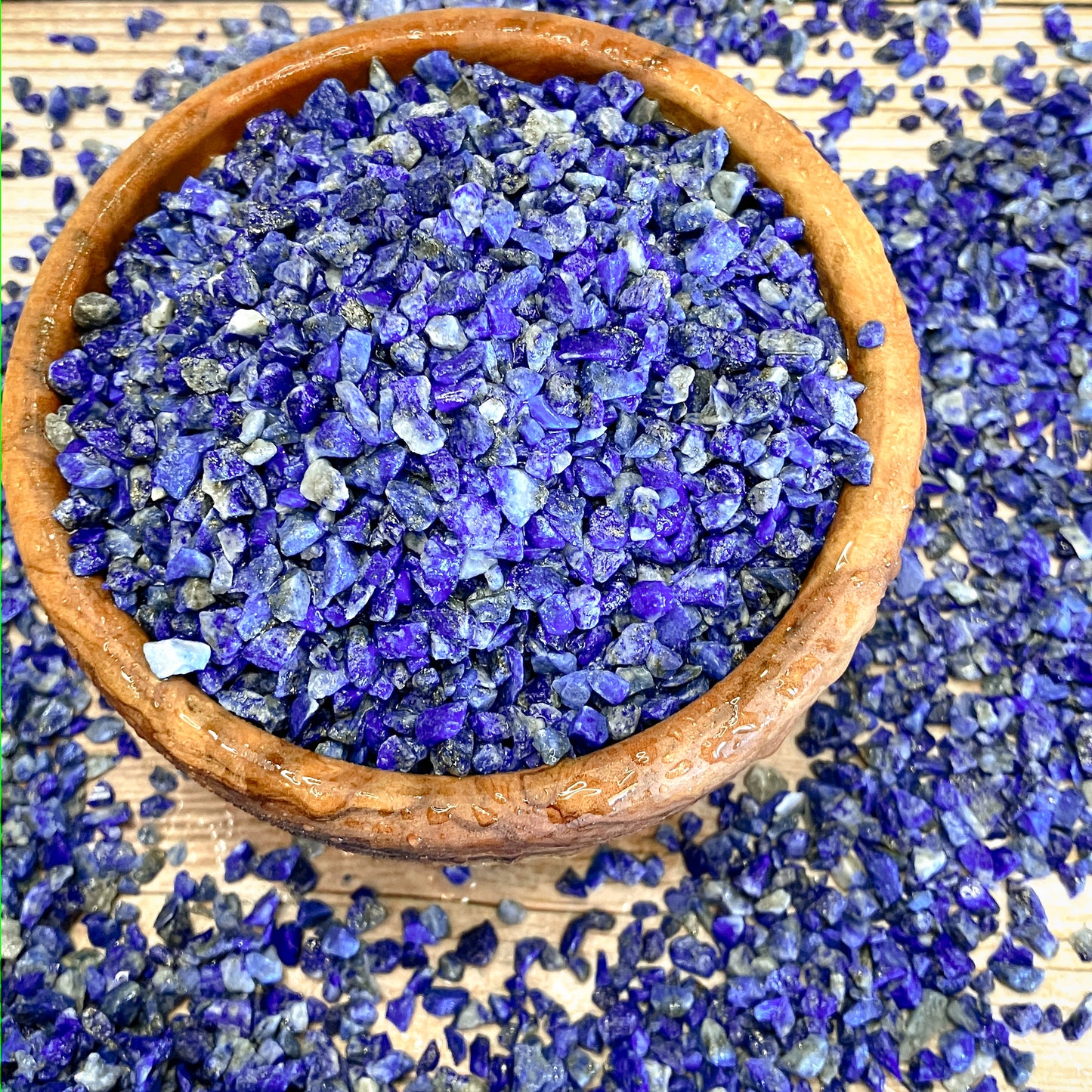 Crushed Lapis Lazuli Chips (Grade A) from Afghanistan, Coarse Crush (2mm-4mm) for Woodworking Inlay, Resin Art, Embellishments or Orgone Pyramids