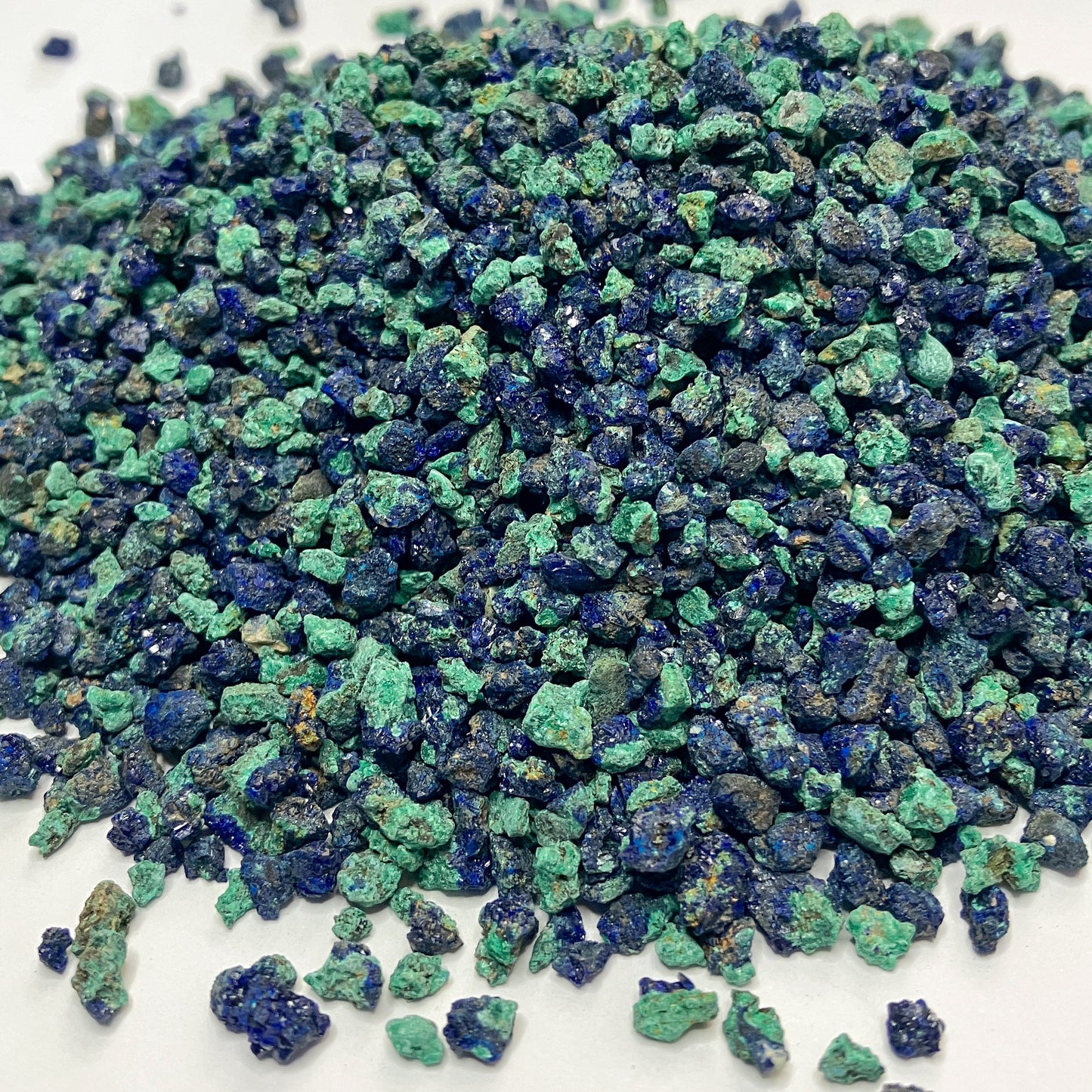 Crushed PREMIUM Azurite and Malachite Chips from Anhui China, Small Batch, Coarse Crush (2mm-4mm) for Woodworking Inlay, Resin Art, or Mosaics