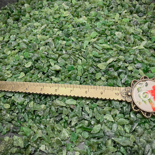 Crushed Green Nephrite Jade (Grade A+) Chips from Pakistan, Pea-Sized Gravel (2mm-4mm) for Inlay, Resin Art, or Orgone Pyramids