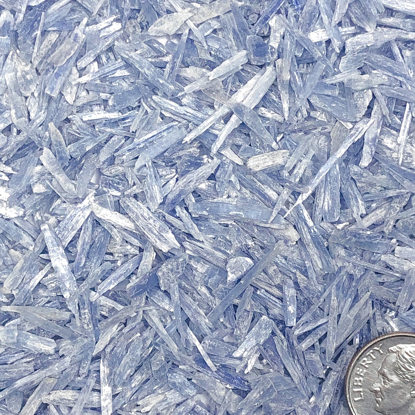 Crushed Blue Kyanite (Grade A) from Brazil, Coarse Crush, Gravel Size, 4mm - 2mm in Width, 2cm - 0.5cm in Length