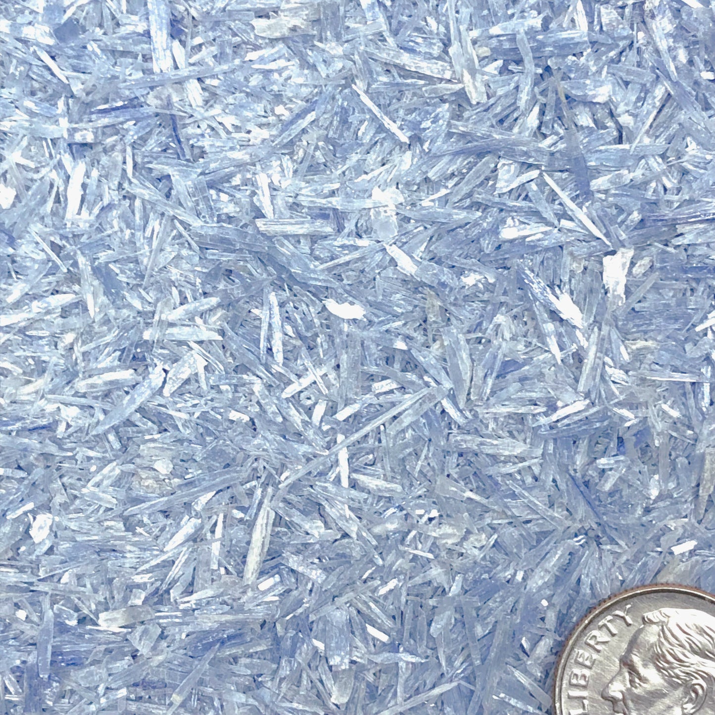 Crushed Blue Kyanite (Grade A) from Brazil, Medium Crush, Sand Size, 2mm - 0.25mm in Width, 1cm - 0.1cm in Length