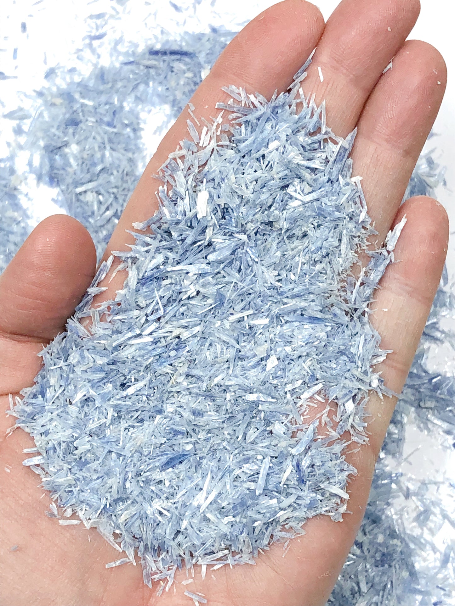 Crushed Blue Kyanite (Grade A) from Brazil, Medium Crush, Sand Size, 2mm - 0.25mm in Width, 1cm - 0.1cm in Length