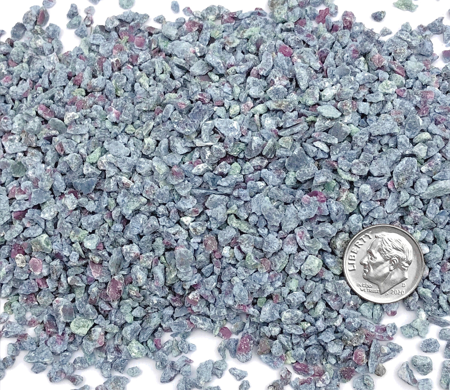 Crushed Blue Kyanite and Ruby in Matrix from India, Coarse Crush, Gravel Size, 4mm - 2mm