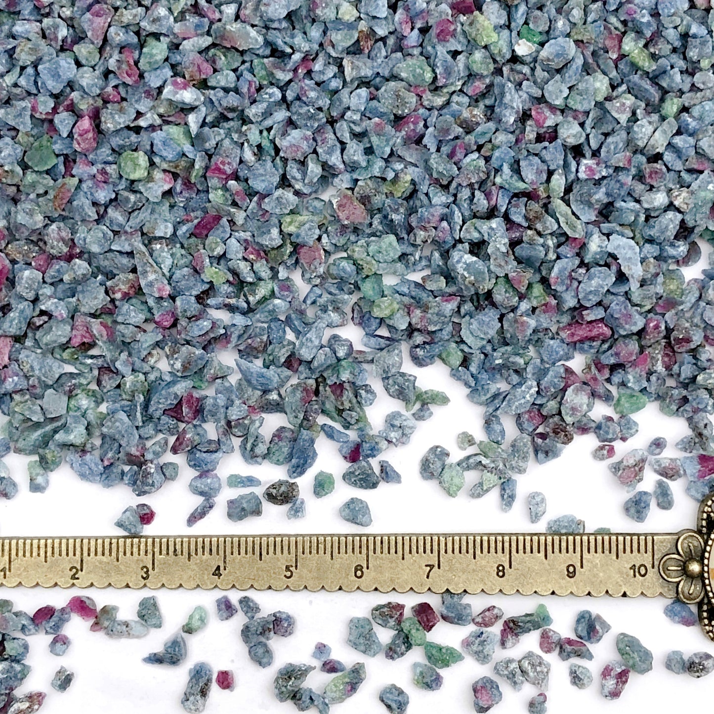 Crushed Blue Kyanite and Ruby in Matrix from India, Coarse Crush, Gravel Size, 4mm - 2mm
