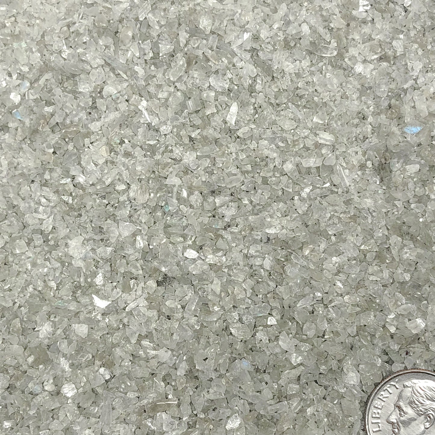 Crushed Light Grey Labradorite (Grade A) from Madagascar, Medium Crush, Sand Size, 2mm - 0.25mm