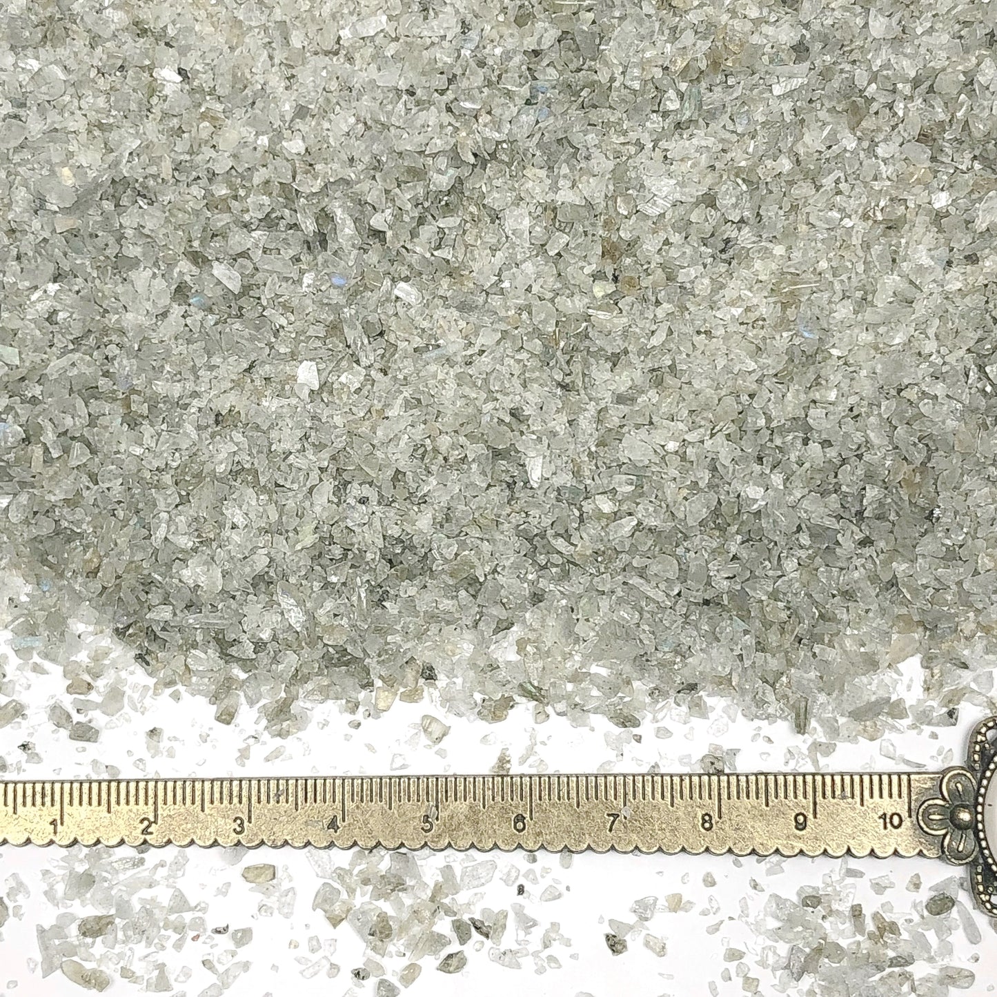 Crushed Light Grey Labradorite (Grade A) from Madagascar, Medium Crush, Sand Size, 2mm - 0.25mm