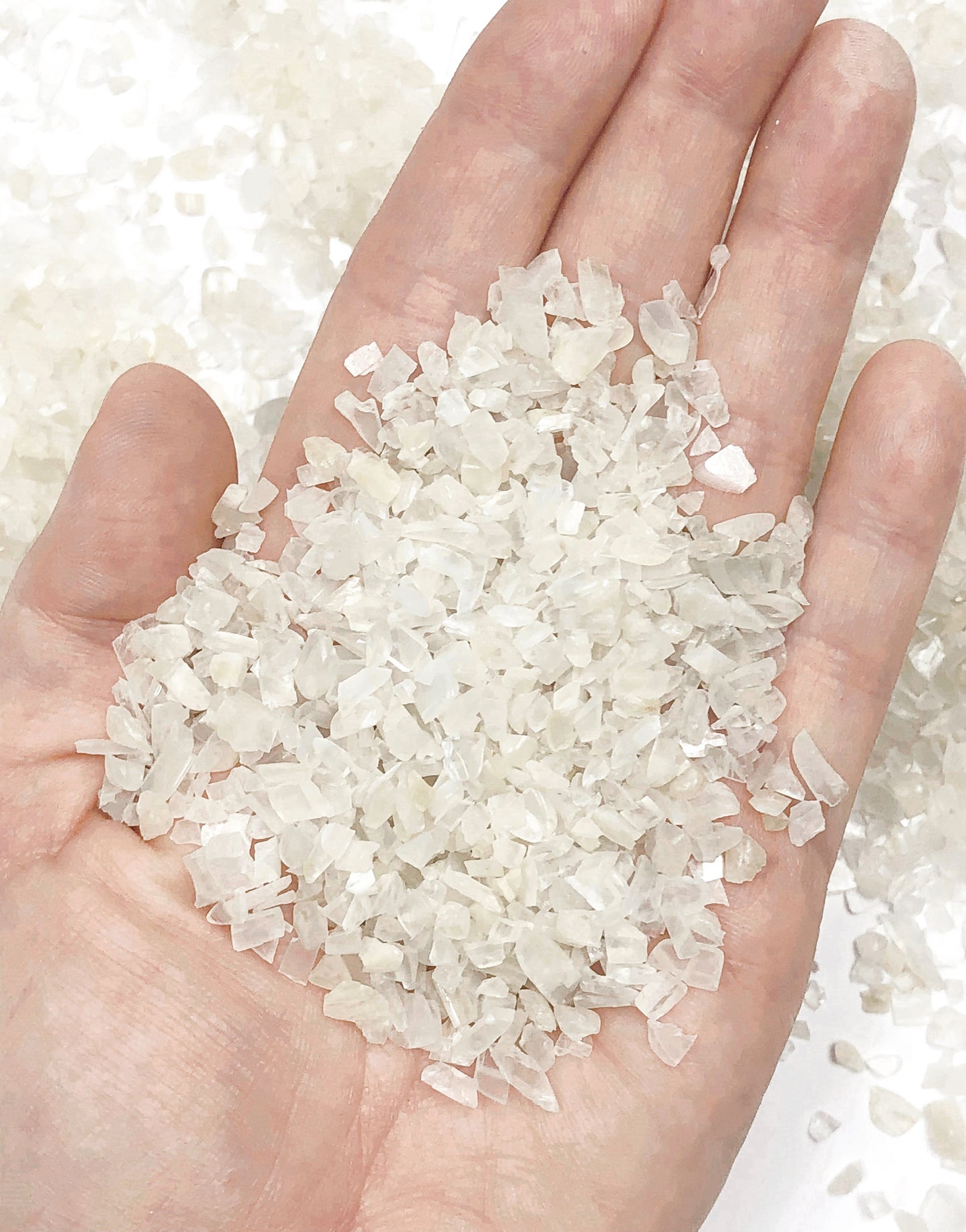 Crushed Creamy White Moonstone (Grade A) from India, Coarse Crush, Gravel Size, 4mm - 2mm