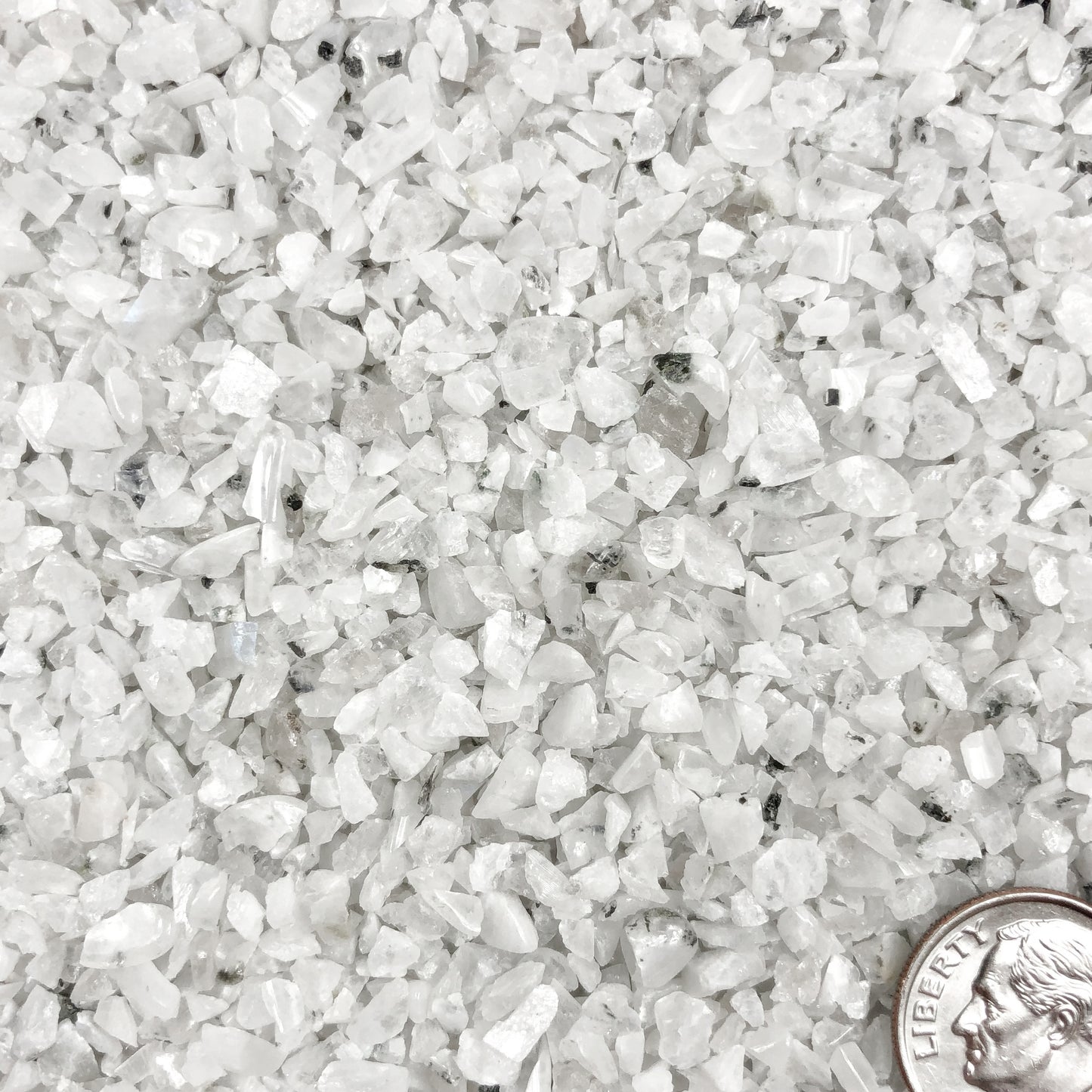 Crushed Rainbow Moonstone (Grade A) from India, Coarse Crush, Gravel Size, 4mm - 2mm