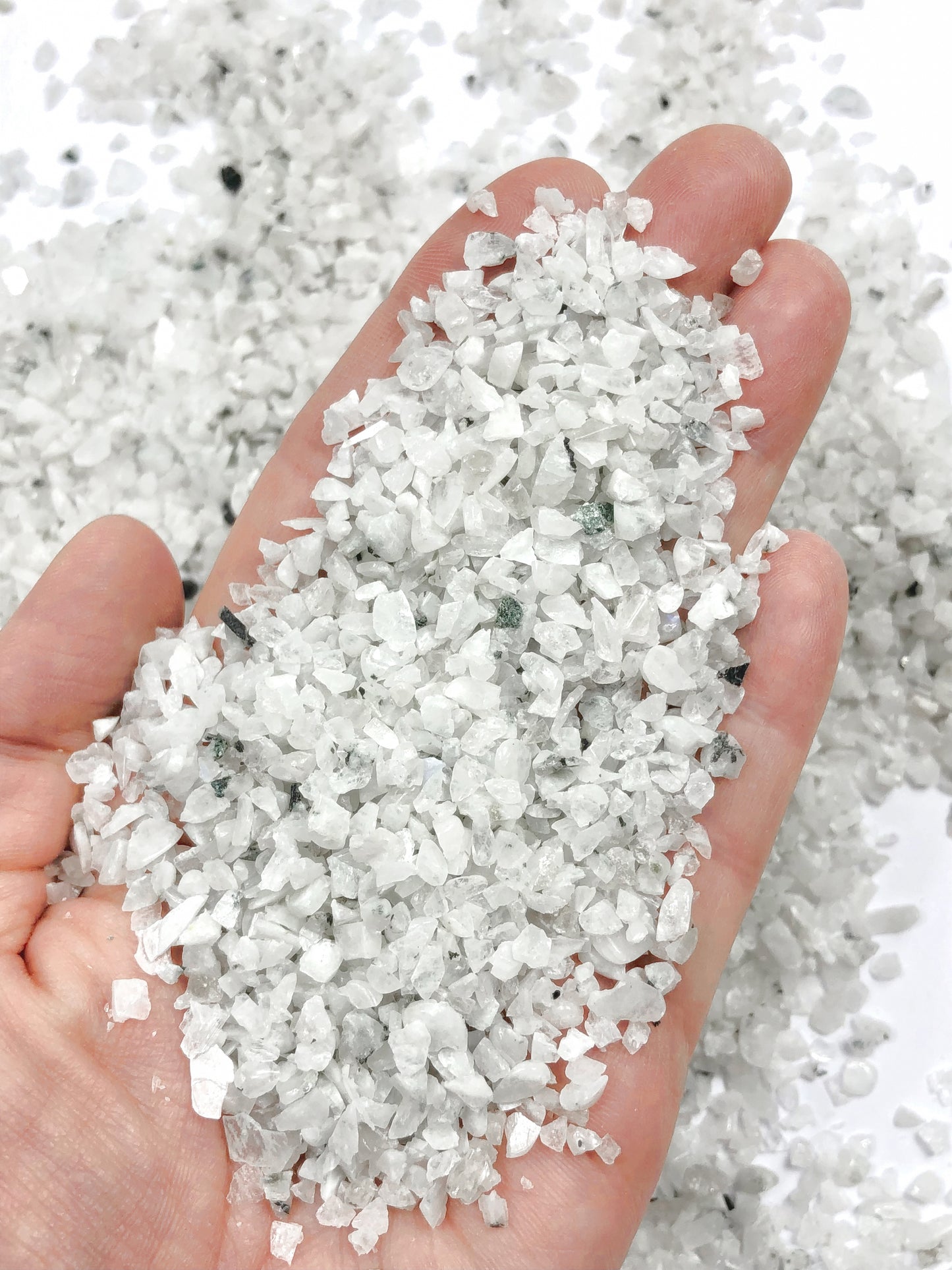 Crushed Rainbow Moonstone (Grade A) from India, Coarse Crush, Gravel Size, 4mm - 2mm