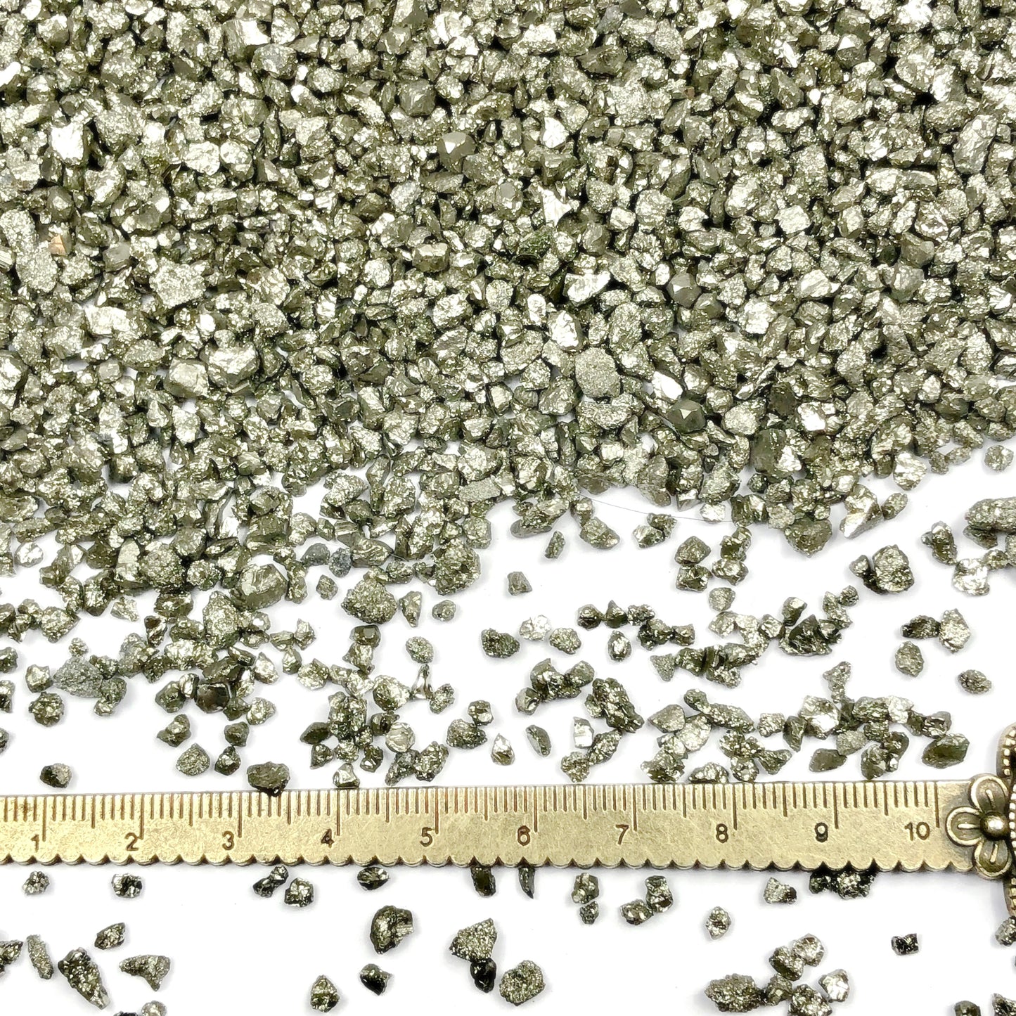 Crushed Silvery-Gold Cocada Pyrite (Grade A) from Peru, Coarse Crush, Gravel Size, 4mm - 2mm