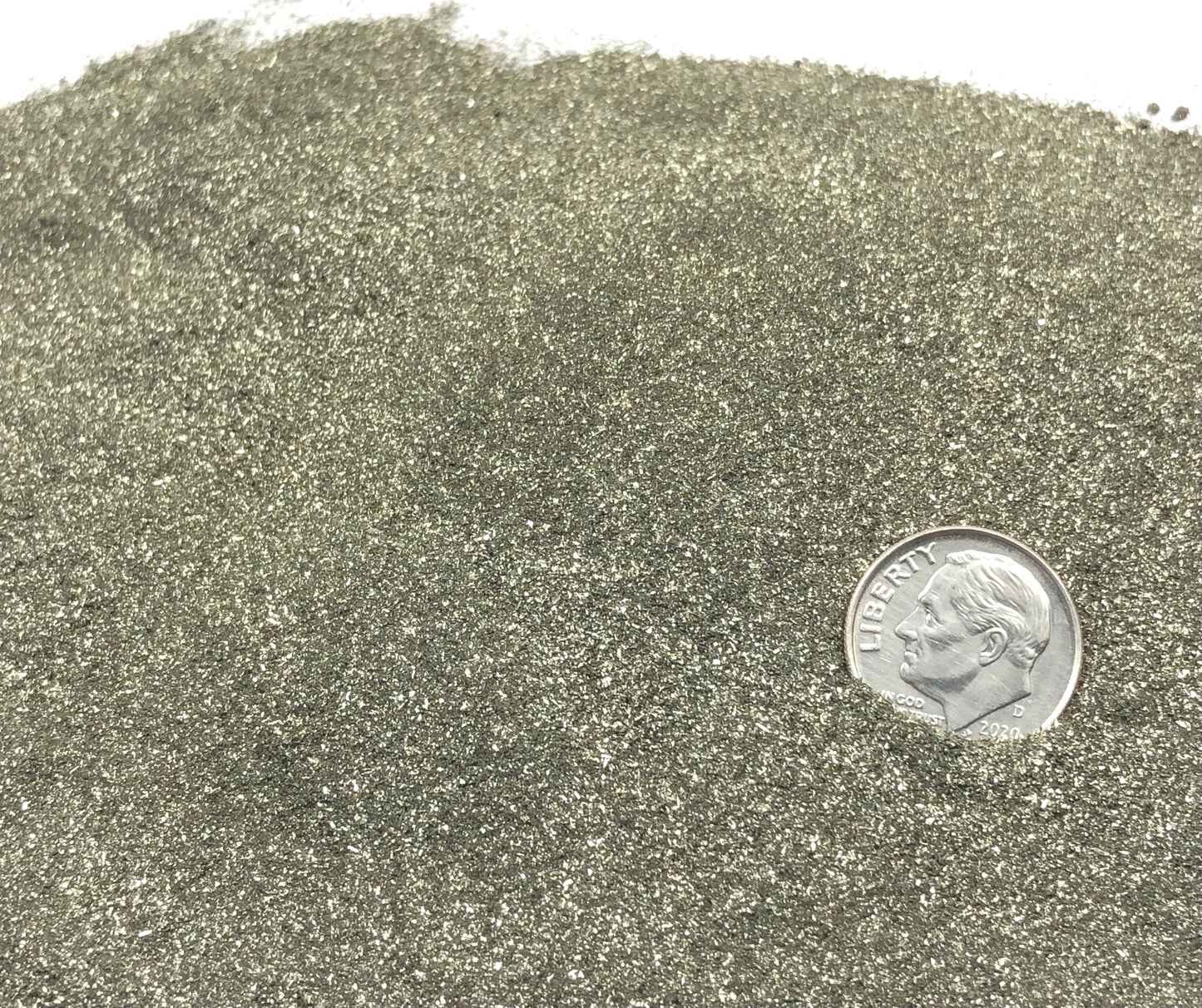 Crushed Silvery-Gold Cocada Pyrite (Grade A) from Peru, Fine Crush, Powder Size, <0.25mm