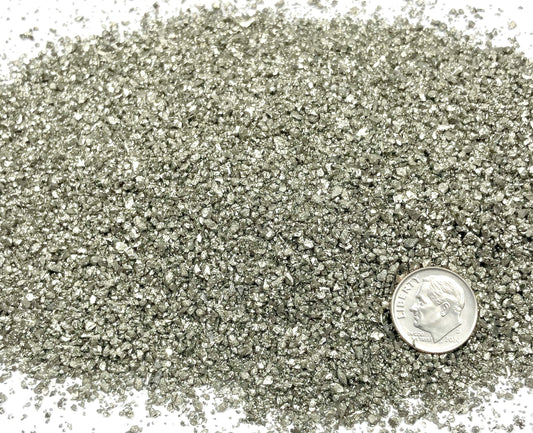 Crushed Silvery-Gold Cocada Pyrite Sand (Grade A) from Peru, Medium Sand (0.25mm-2mm)