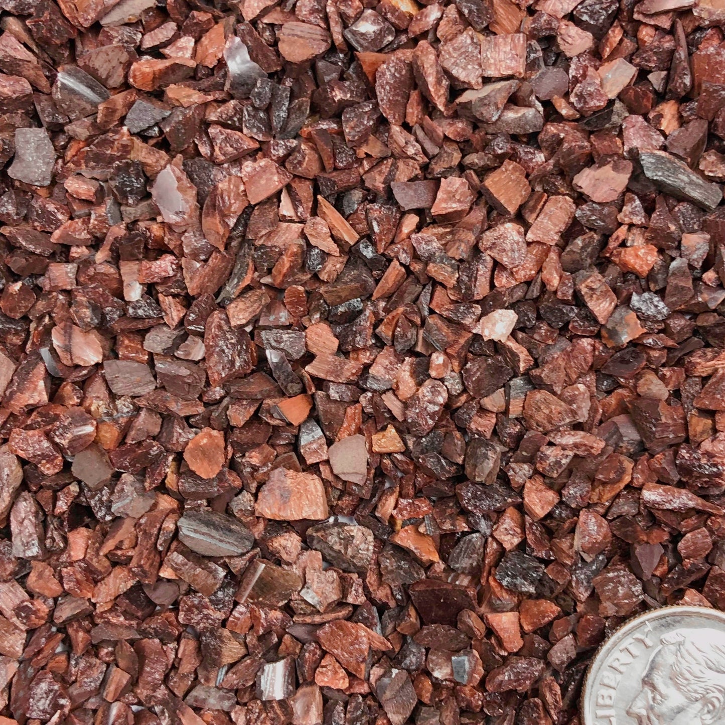 Crushed Red Tiger's Eye (Heat-Treated) from South Africa, Coarse Crush, Gravel Size, 4mm - 2mm