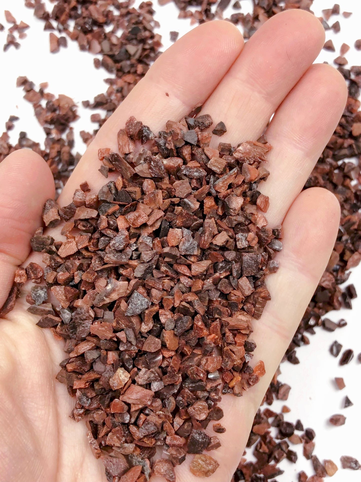 Crushed Red Tiger's Eye (Heat-Treated) from South Africa, Coarse Crush, Gravel Size, 4mm - 2mm