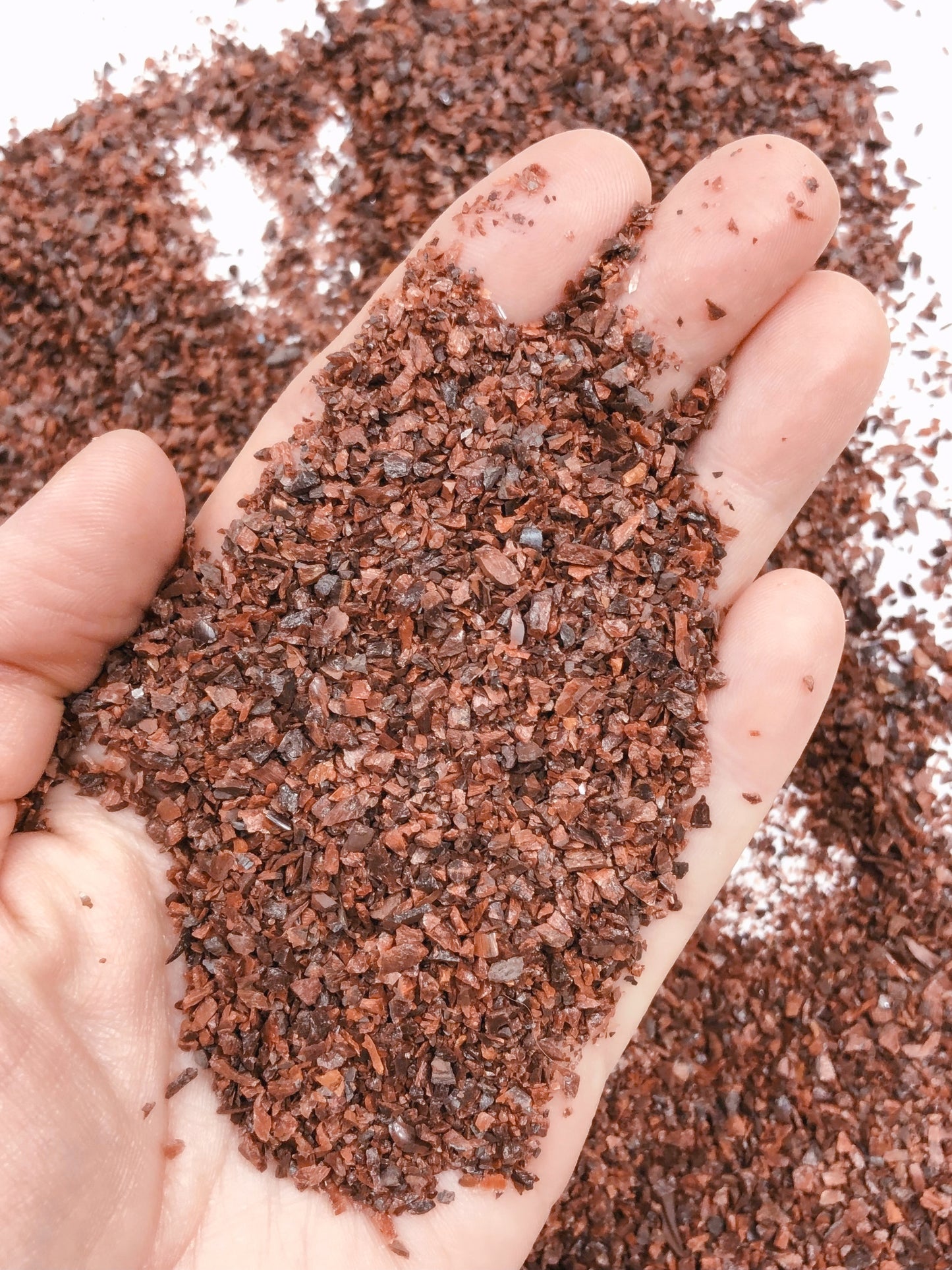 Crushed Red Tiger's Eye (Heat-Treated) from South Africa, Medium Crush, Sand Size, 2mm - 0.25mm