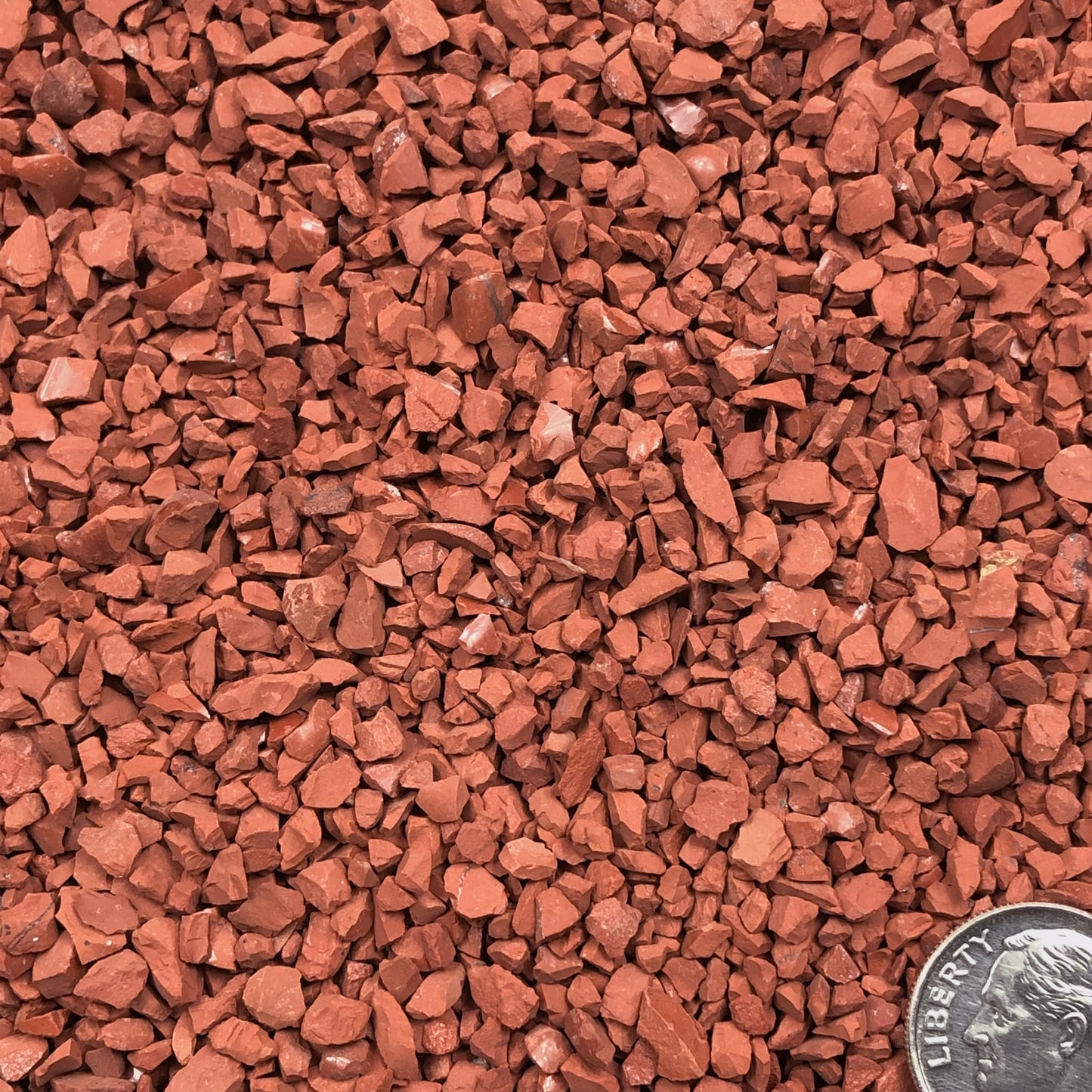 Crushed Red Jasper (Grade A) from South Africa, Coarse Crush, Gravel Size, 4mm - 2mm