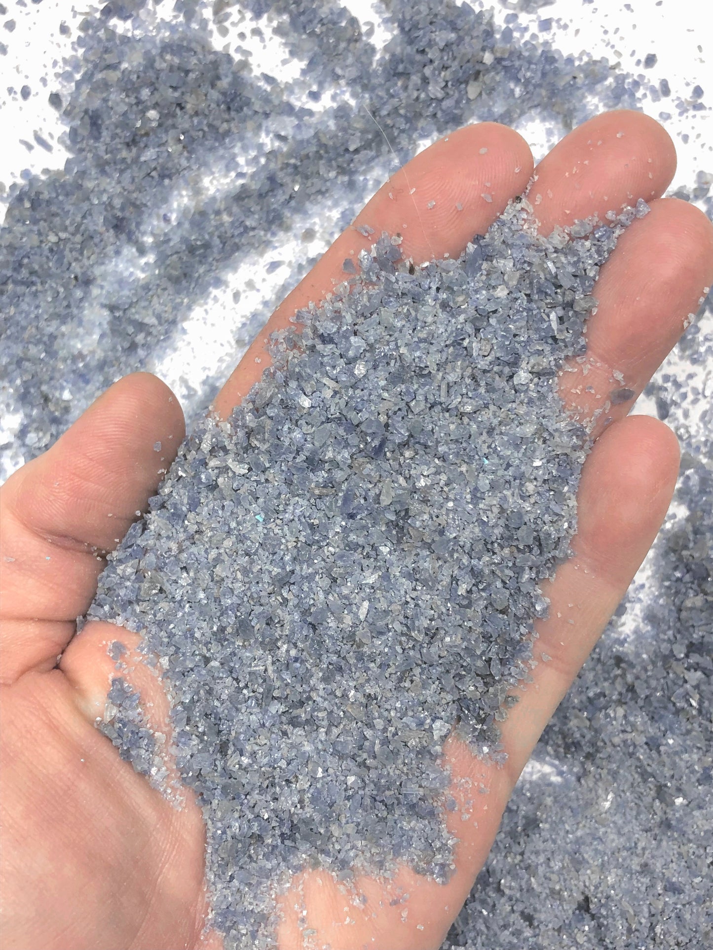 Crushed Blue Sapphire (Corundum) from Sri Lanka, Medium Crush, Sand Size, 2mm - 0.25mm