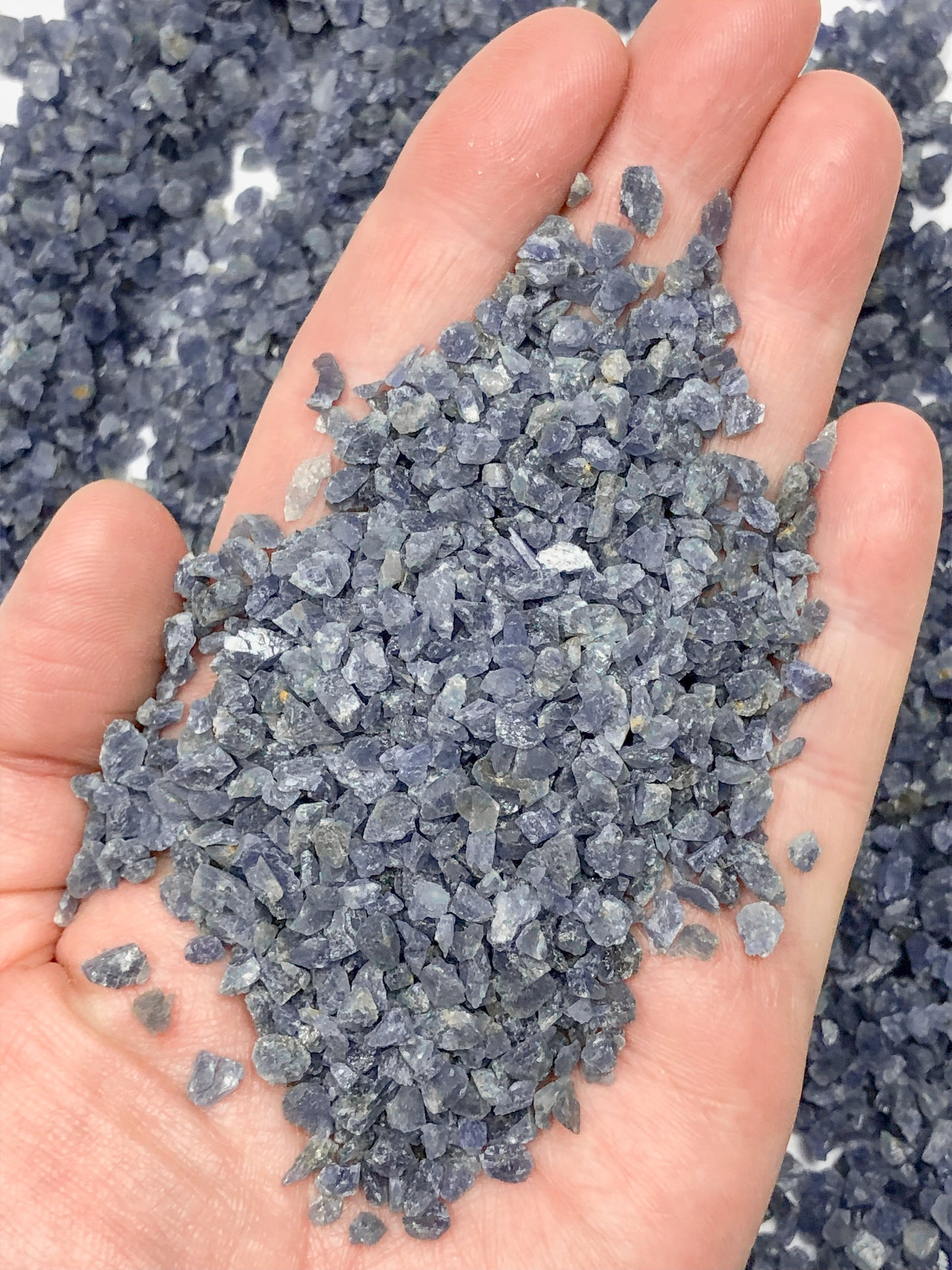 Crushed Blue Sapphire (Corundum) from Sri Lanka, Coarse Crush, Gravel Size, 4mm - 2mm