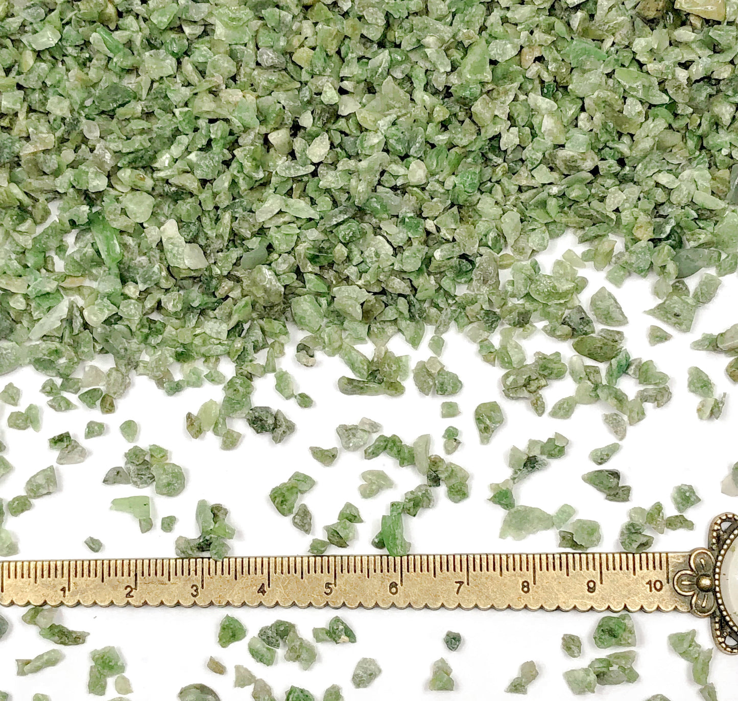 Crushed Green Vesuvianite (California Jade) from California, Coarse Crush, Gravel Size, 4mm - 2mm