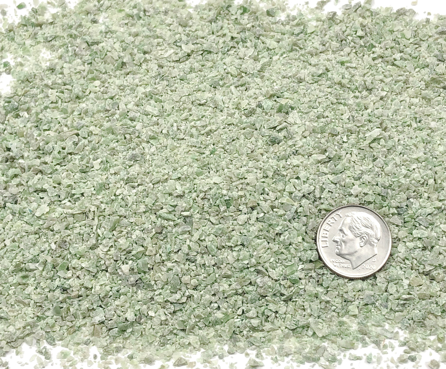 Crushed Green Vesuvianite (California Jade) from California, Medium Crush, Sand Size, 2mm - 0.25mm