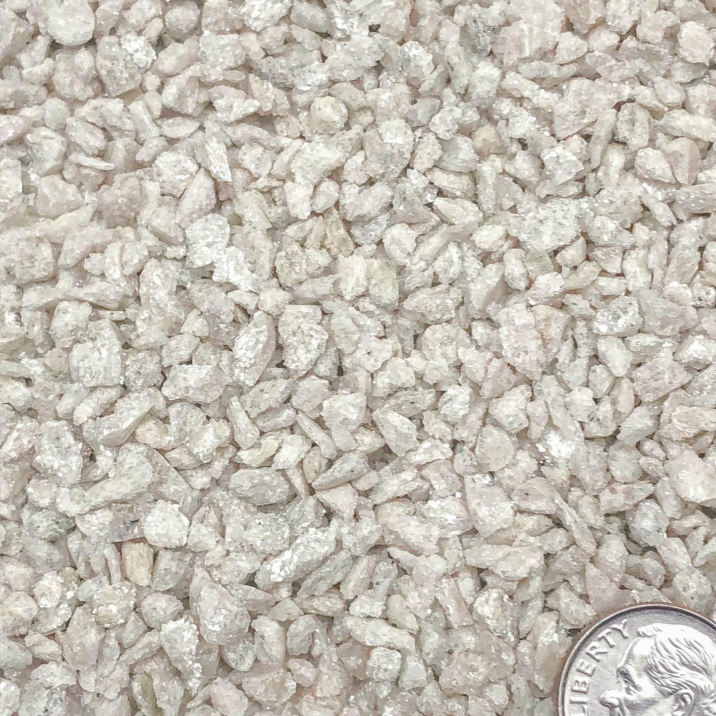 Crushed White/Cream Aventurine (Muscovite Mica) from Canada, Coarse Crush, Gravel Size, 4mm - 2mm