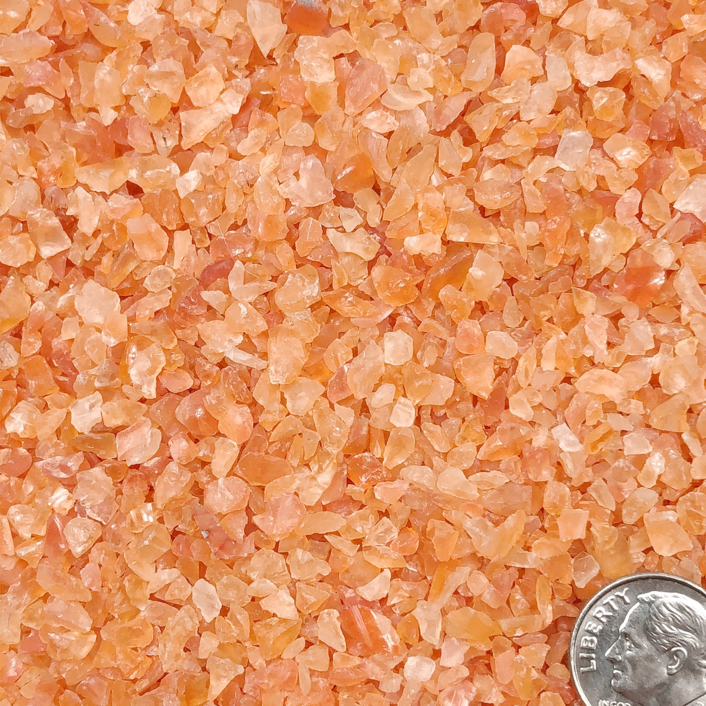Crushed Orange Carnelian (Grade A) from Botswana, Coarse Crush, Gravel Size, 4mm - 2mm