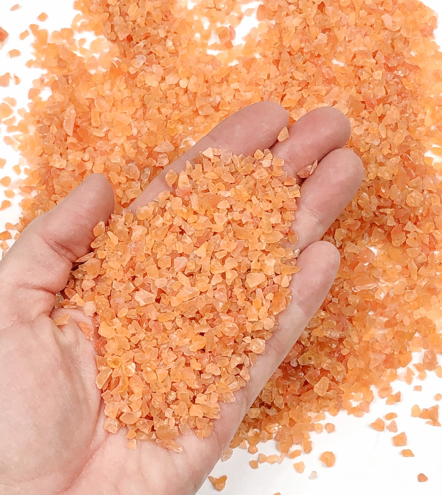 Crushed Orange Carnelian (Grade A) from Botswana, Coarse Crush, Gravel Size, 4mm - 2mm