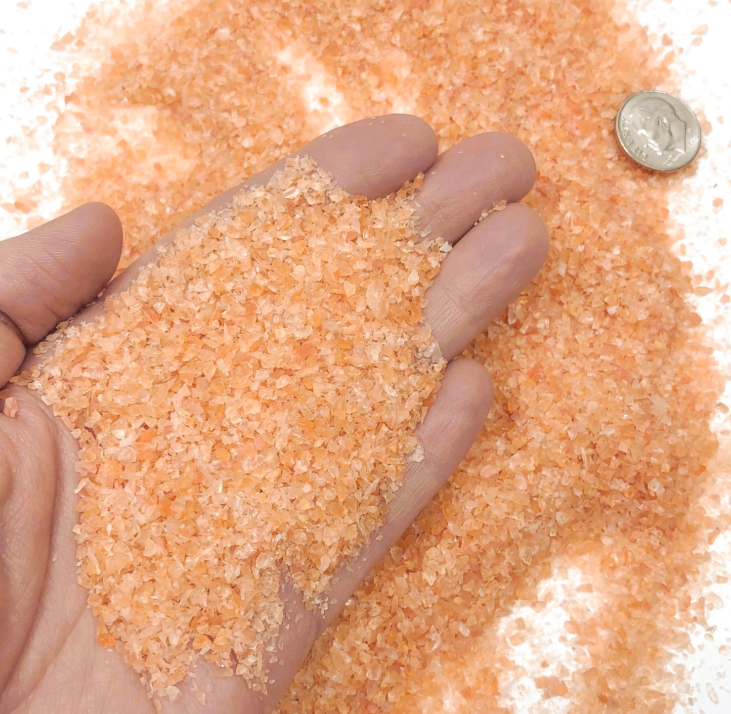Crushed Orange Carnelian (Grade A) from Botswana, Medium Crush, Sand Size, 2mm - 0.25mm
