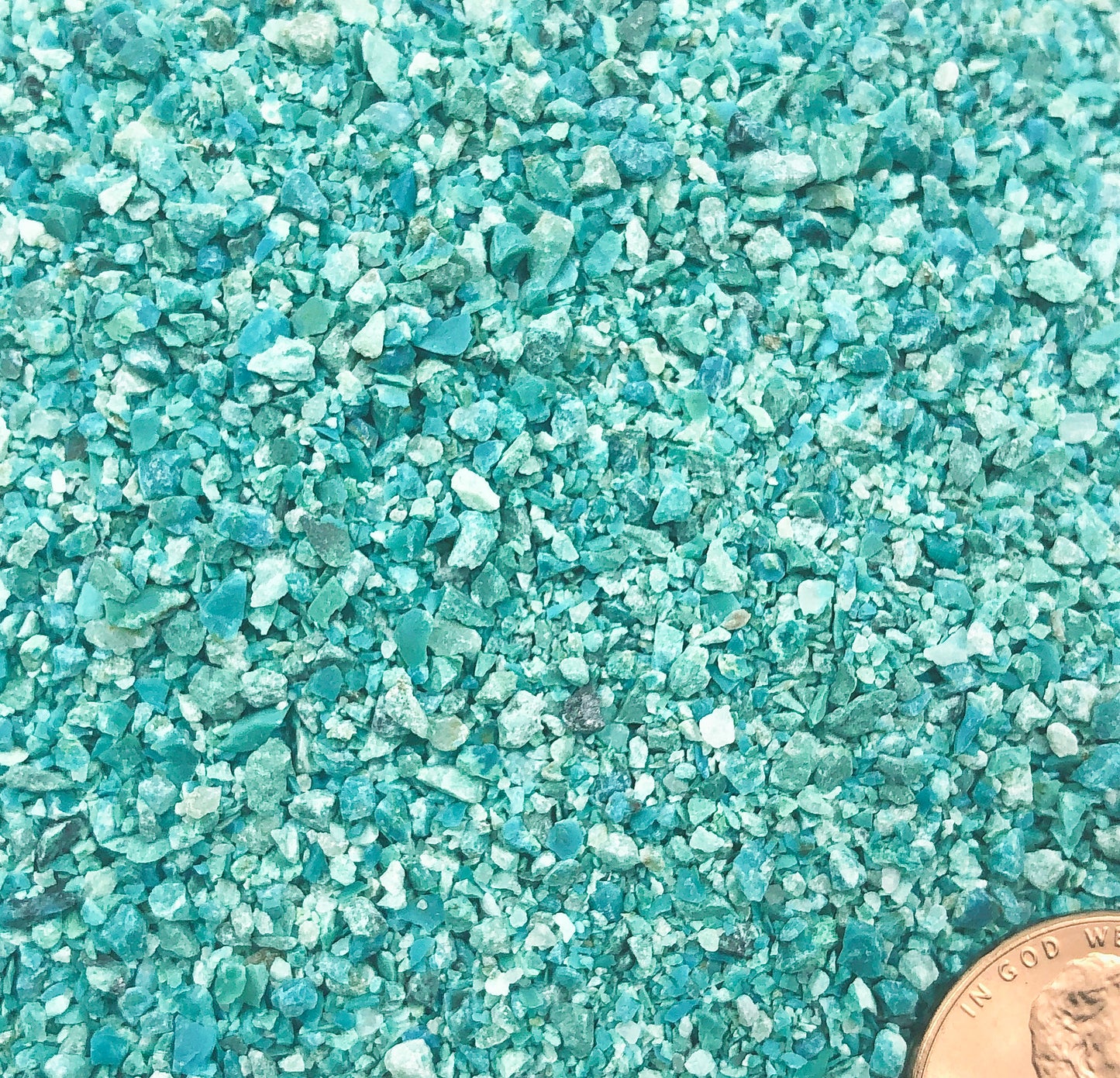 Crushed Mixed Blue-Green Chrysocolla from Peru, Medium Crush, Sand Size, 2mm - 0.25mm