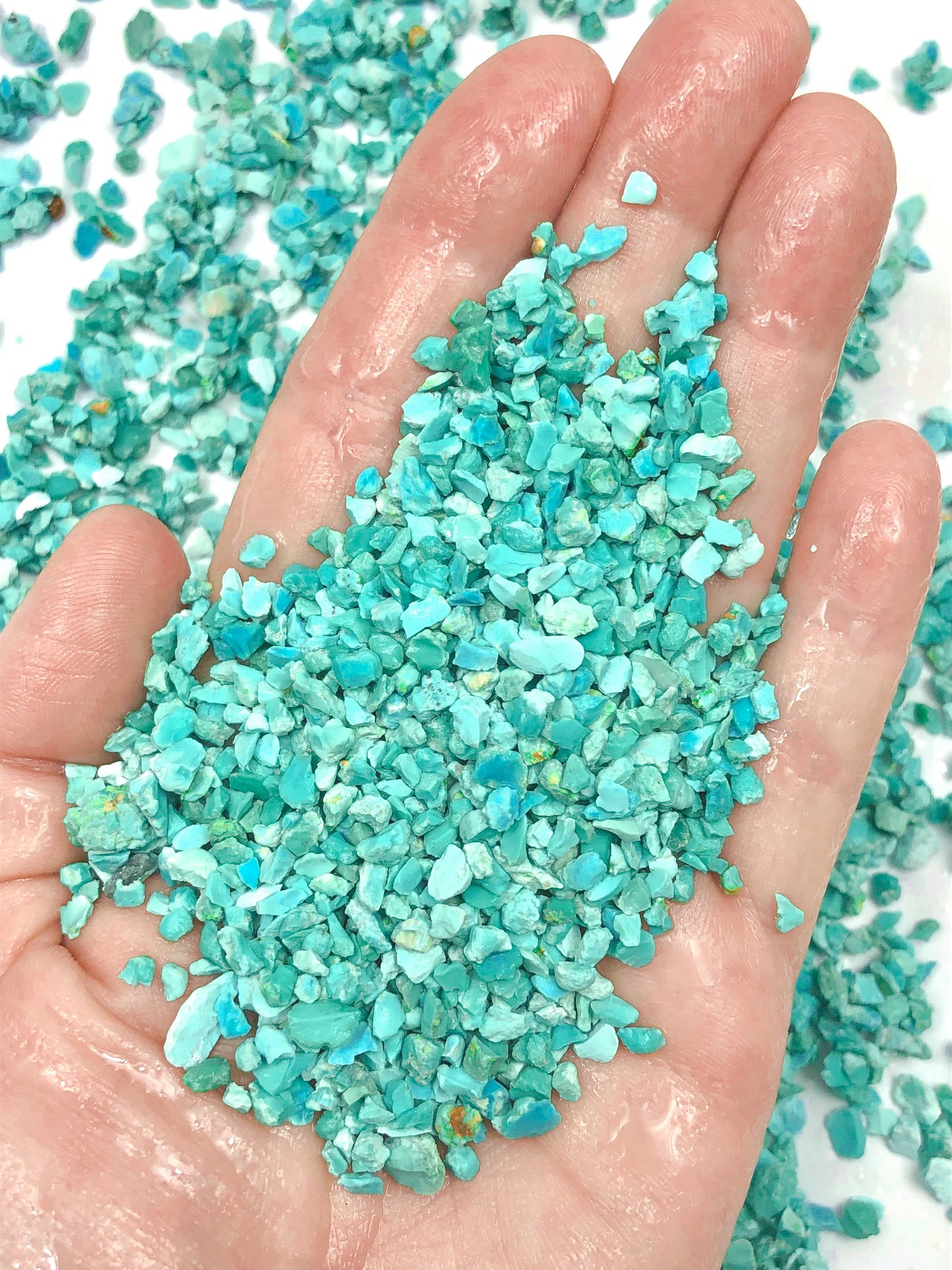 Crushed Blue-Green Fox Turquoise from Nevada, Coarse Crush, Gravel Size, 4mm - 2mm