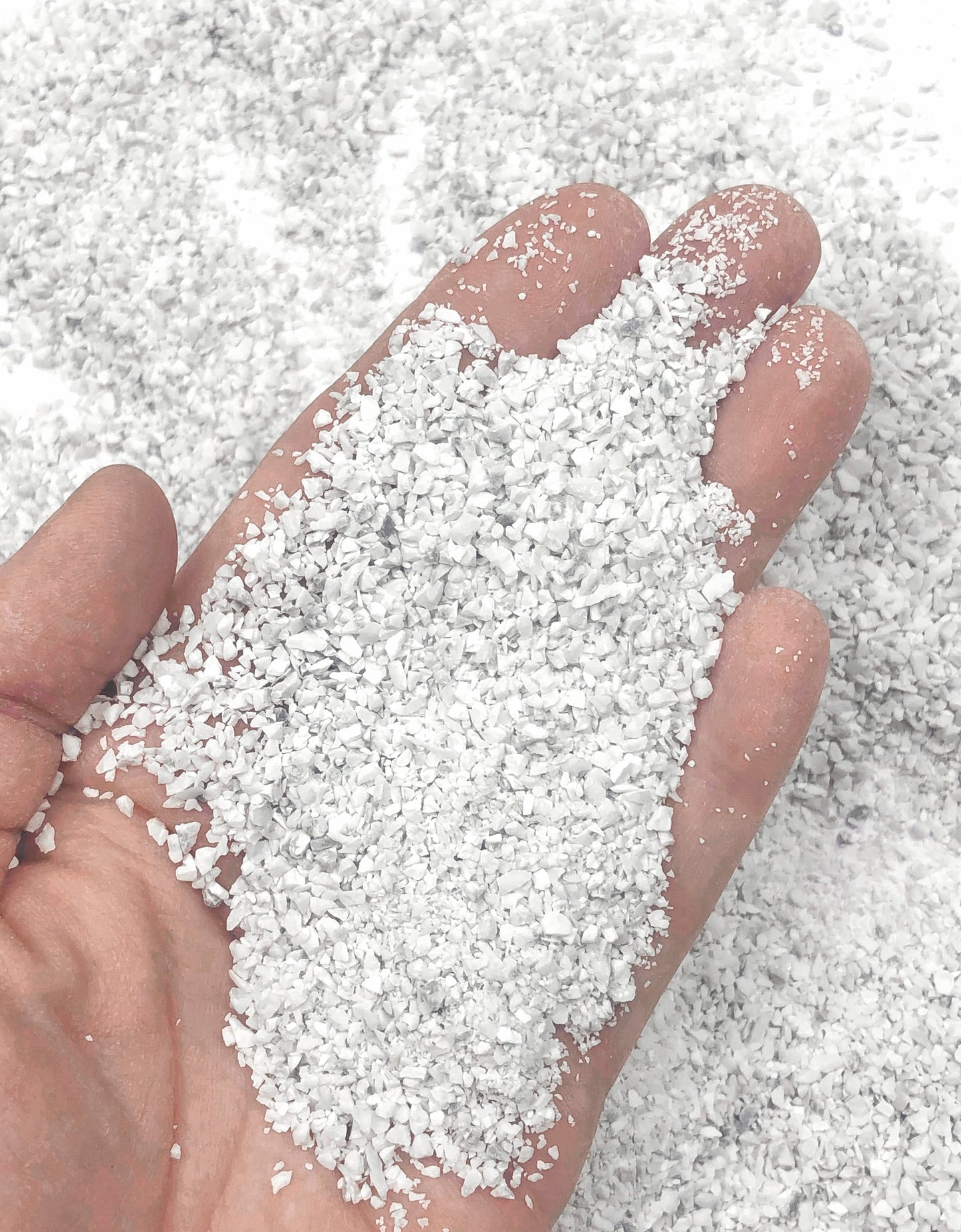 Crushed White Howlite from Zimbabwe, Medium Crush, Sand Size, 2mm - 0.25mm