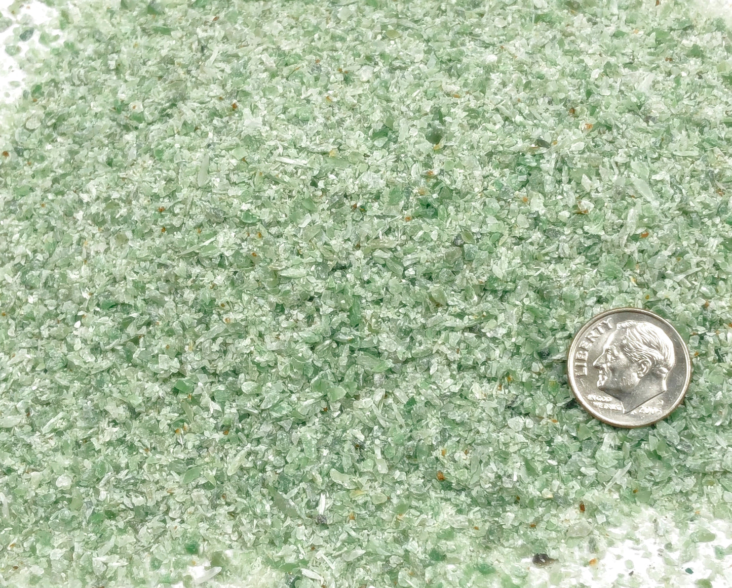 Crushed Green Nephrite Jade from China, Medium Crush, Sand Size, 2mm - 0.25mm