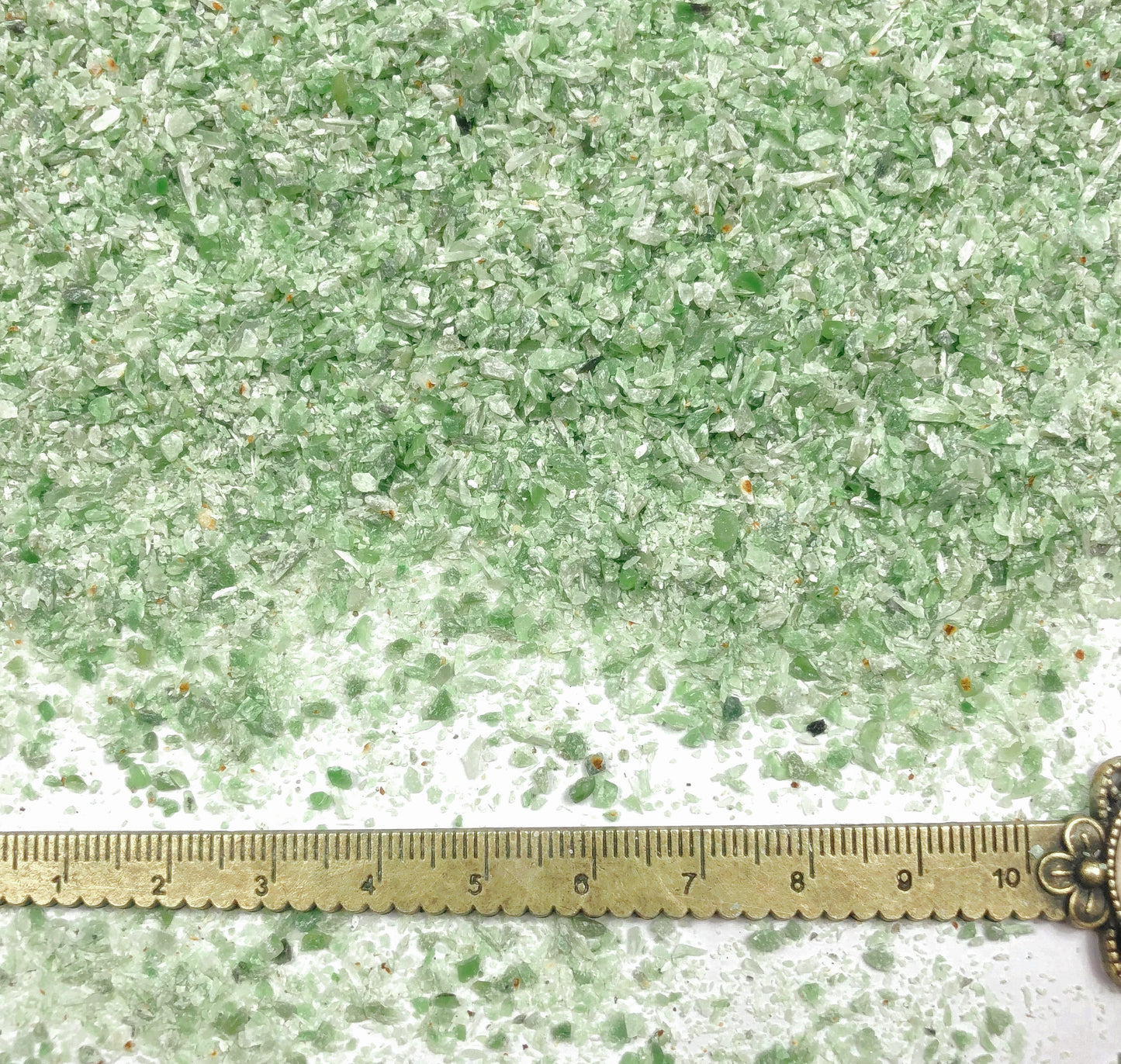 Crushed Green Nephrite Jade from China, Medium Crush, Sand Size, 2mm - 0.25mm