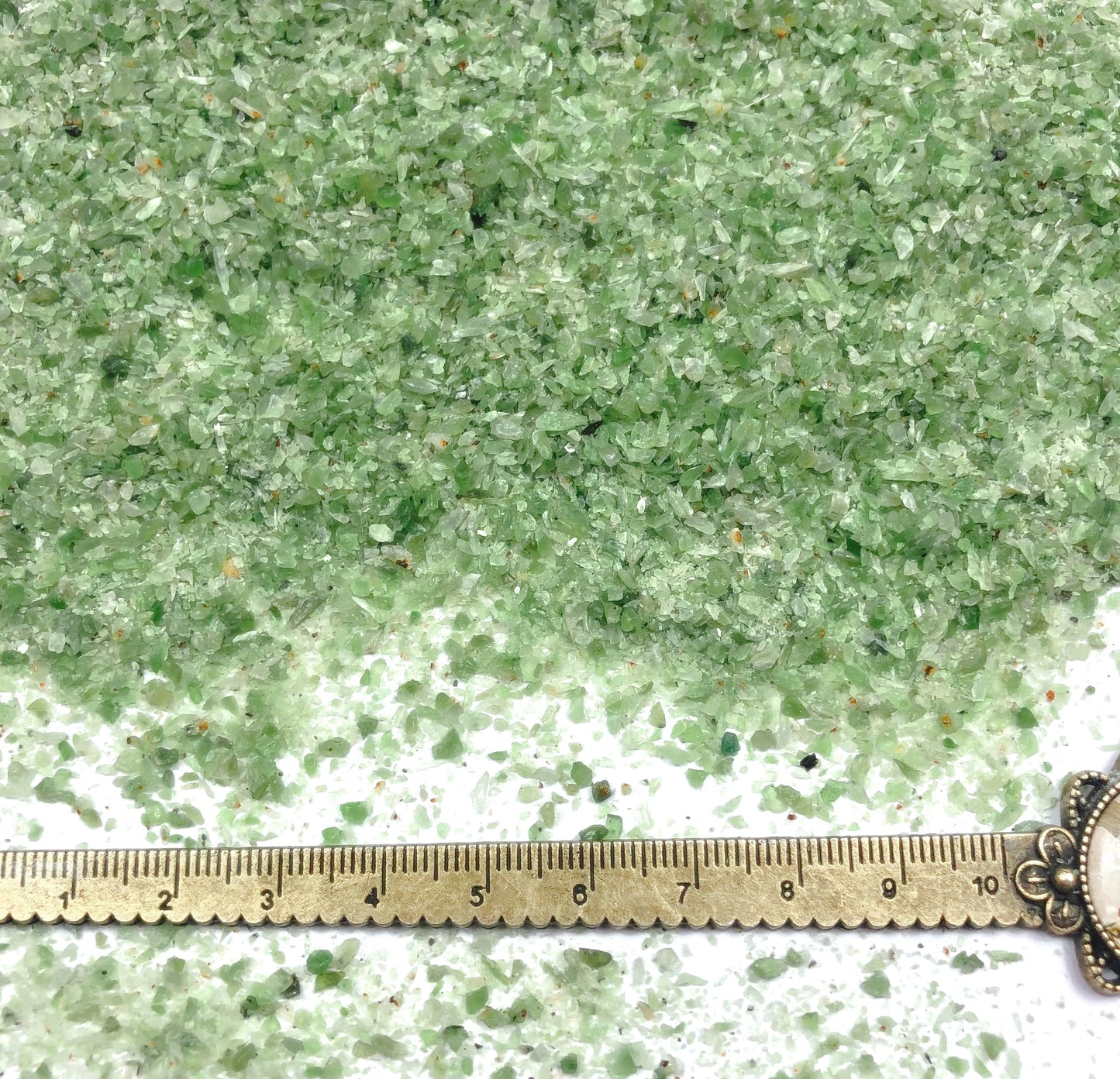 Crushed Green Nephrite Jade from China, Medium Crush, Sand Size, 2mm - 0.25mm